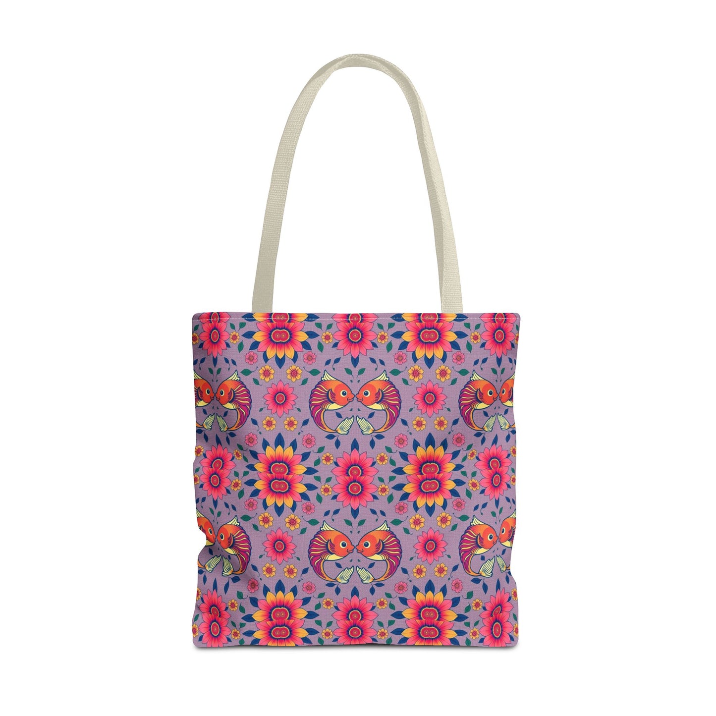 Tote Bag (AOP), Pisces, Zodiac v2, Flower Pattern