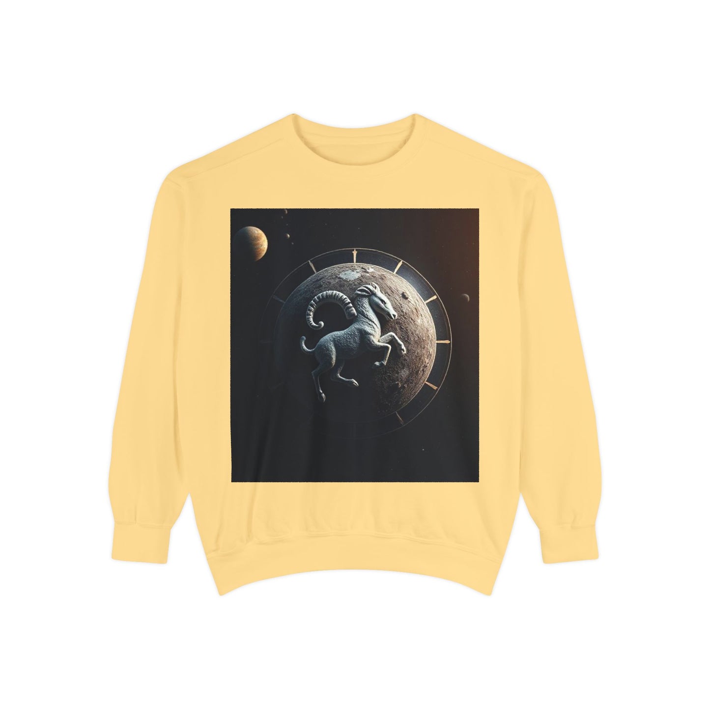 Garment-Dyed Sweatshirt, Unisex, Space Animal Design, Aries