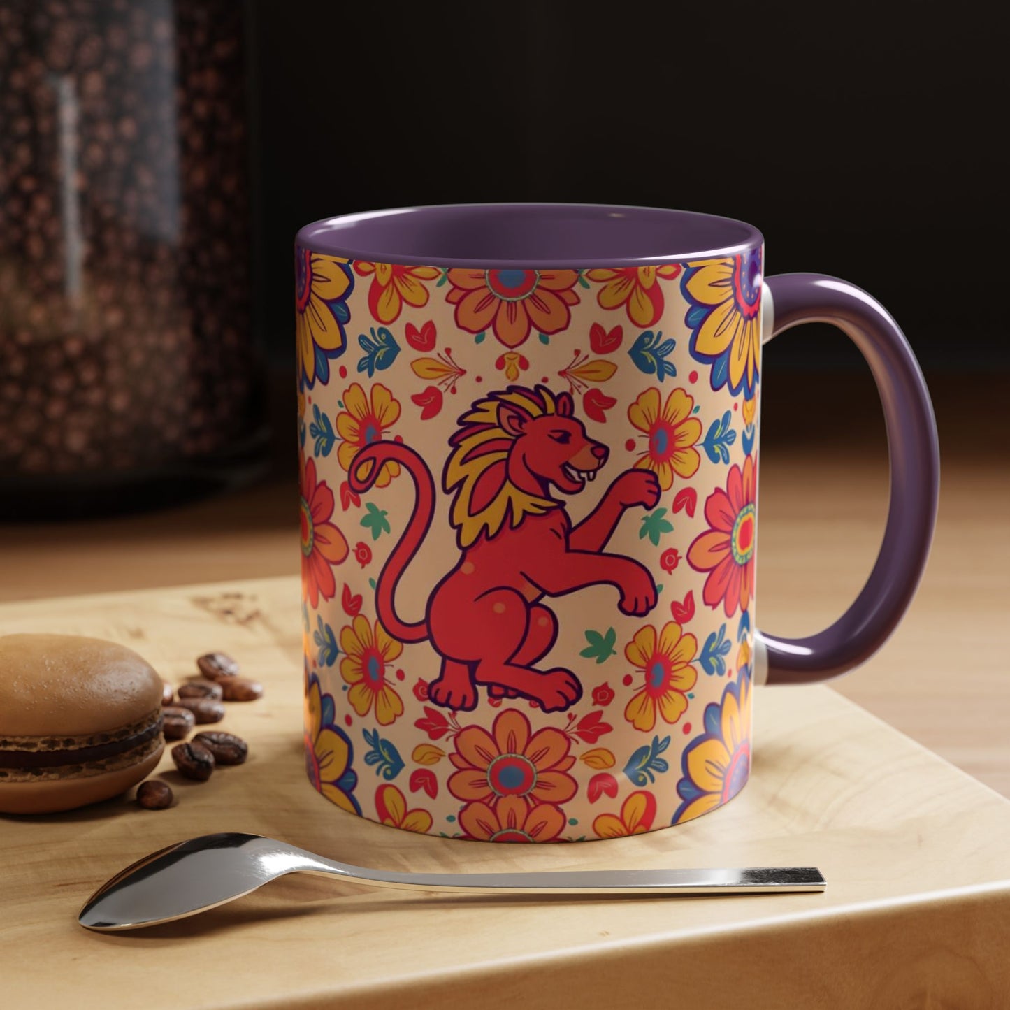 Accent Coffee Mug, Leo, Zodiac, Flower Pattern, (11, 15oz)
