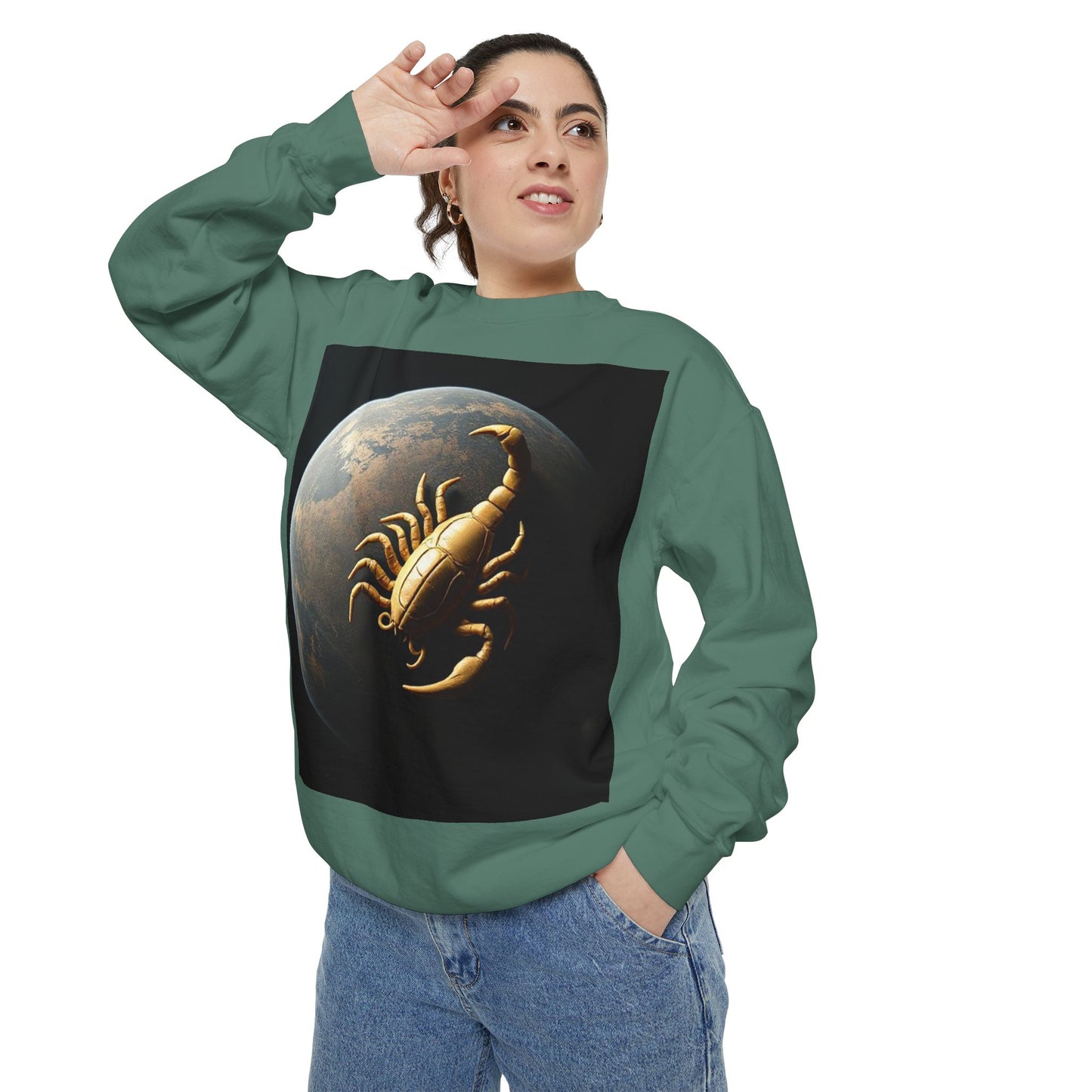 Garment-Dyed Sweatshirt, Unisex, Space Animal Design v1, Scorpio
