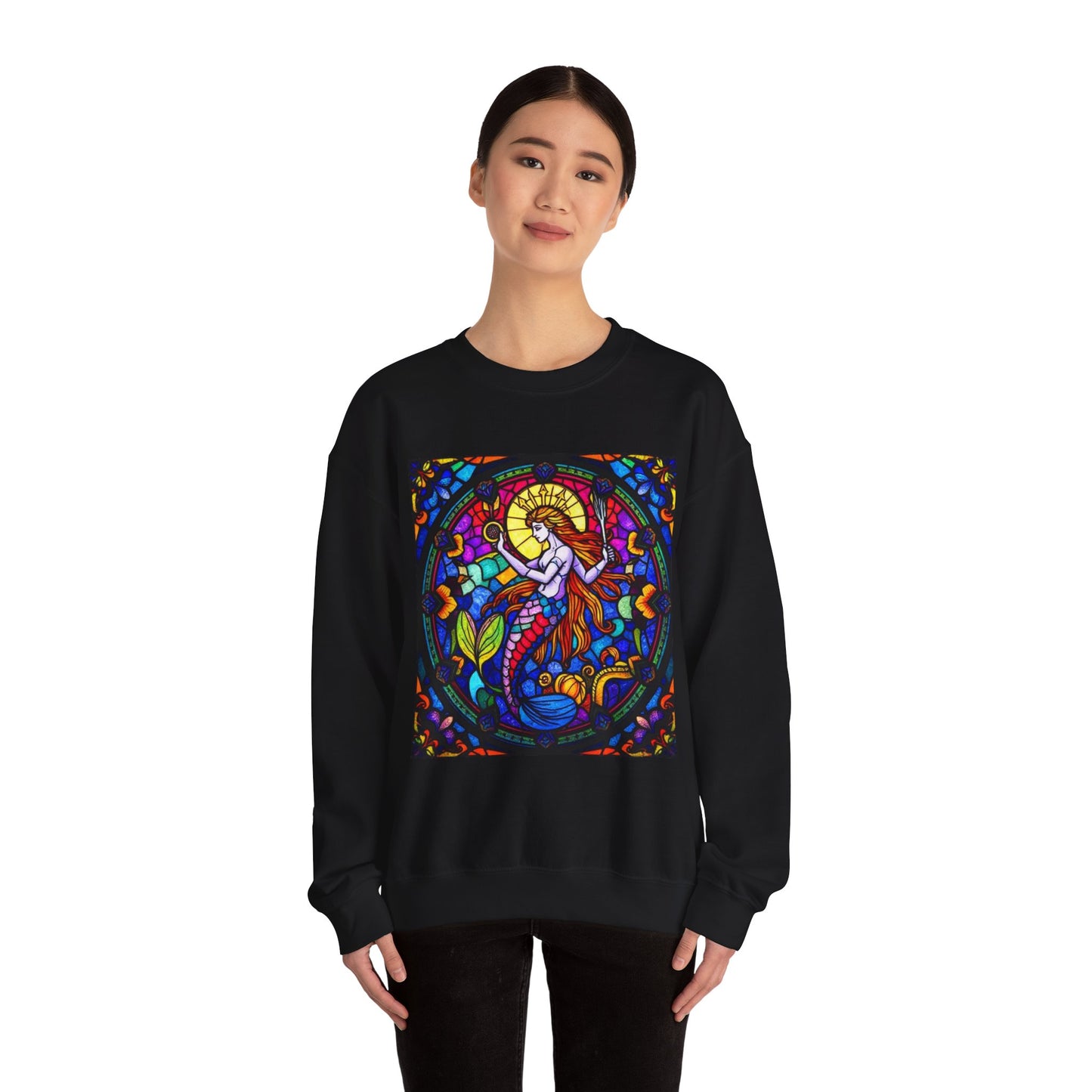 Unisex Heavy Blend™ Crewneck Sweatshirt, Glass 1, Aquarius Zodiac Design