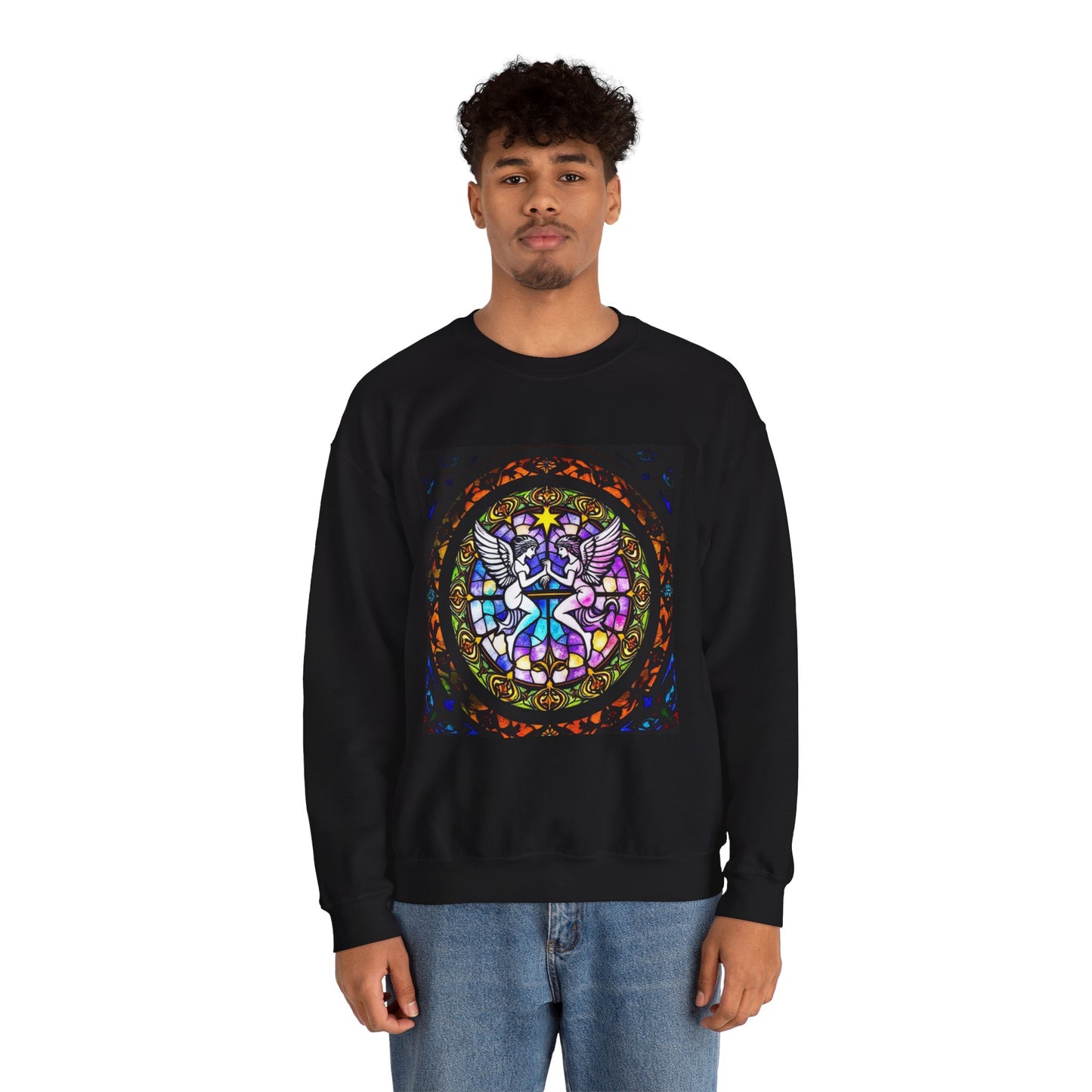 Unisex Heavy Blend™ Crewneck Sweatshirt, Glass 1, Gemini Zodiac Design