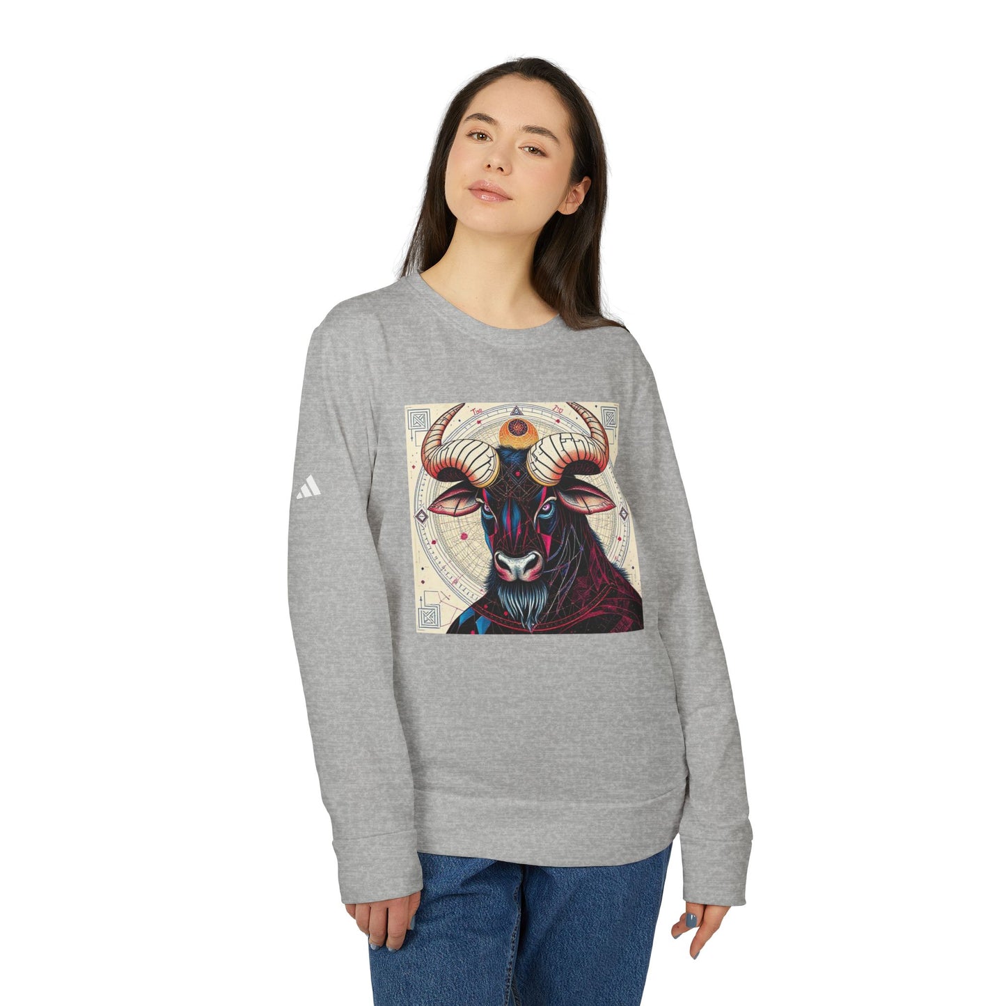 Adidas, Unisex Fleece Crewneck Sweatshirt, Taurus, Pop Art v1, Zodiac