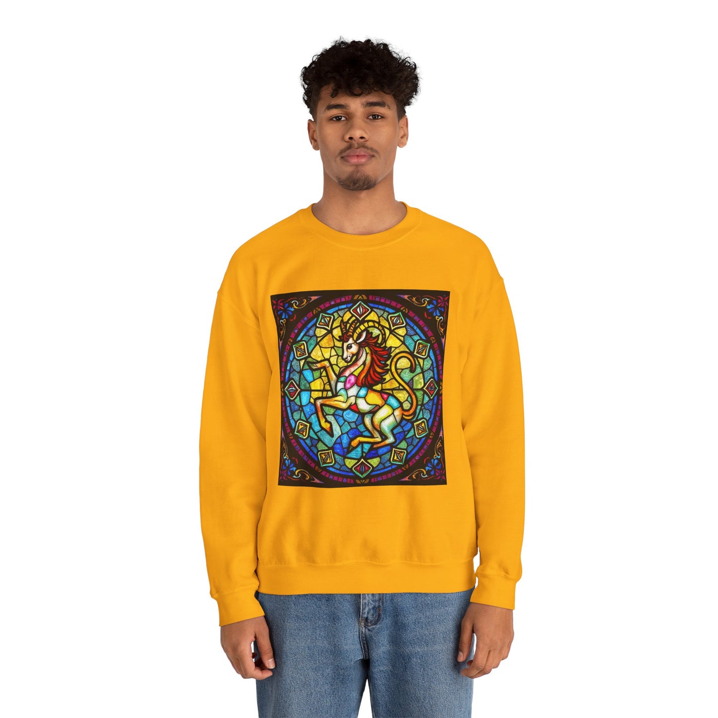 Unisex Heavy Blend™ Crewneck Sweatshirt, Glass, Capricorn Zodiac Design