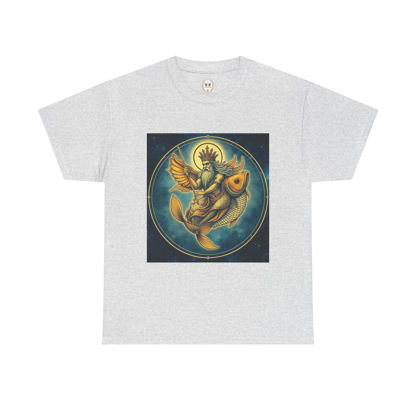Unisex Heavy Cotton T-Shirt, Pisces King. Zodiac Design