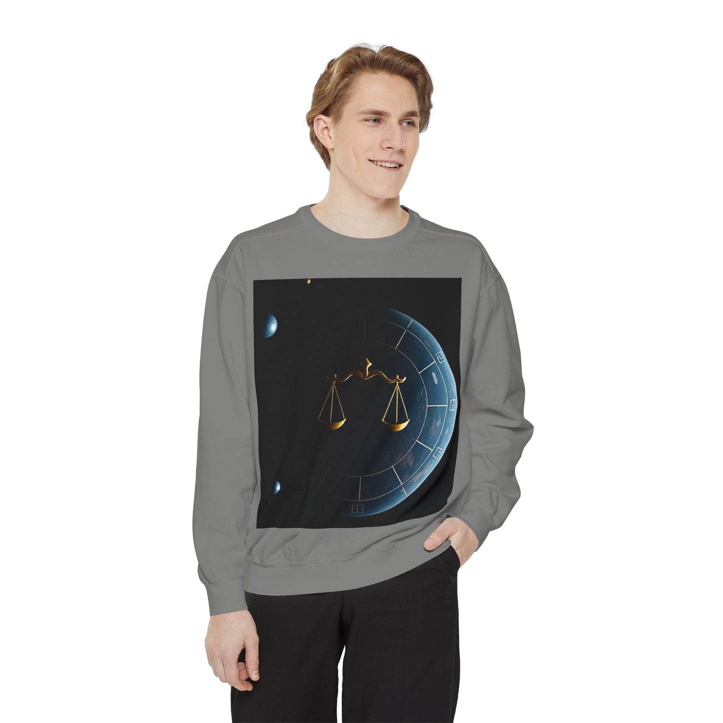 Garment-Dyed Sweatshirt, Unisex, Space Animal Design v1, Libra