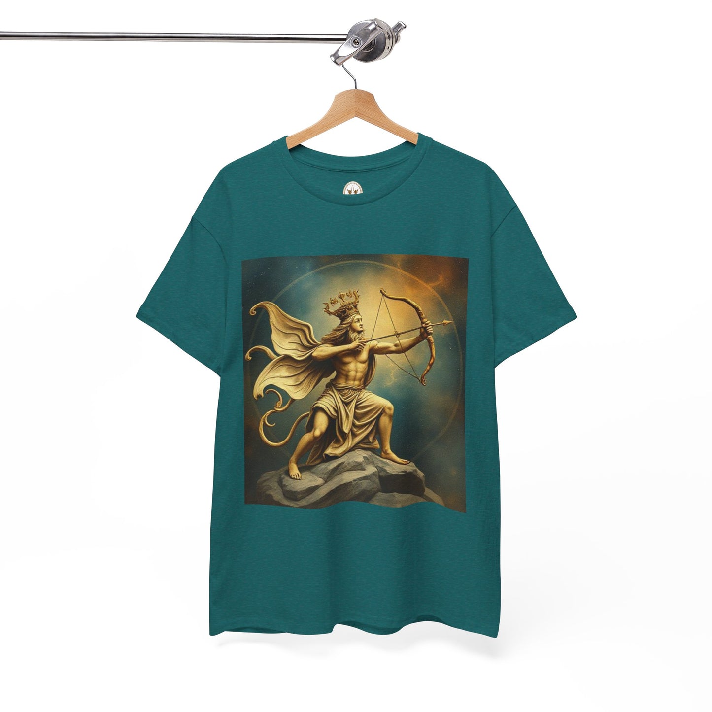 Unisex Heavy Cotton T-Shirt, Sagittarius King, Bow & Arrow v1, Zodiac Design