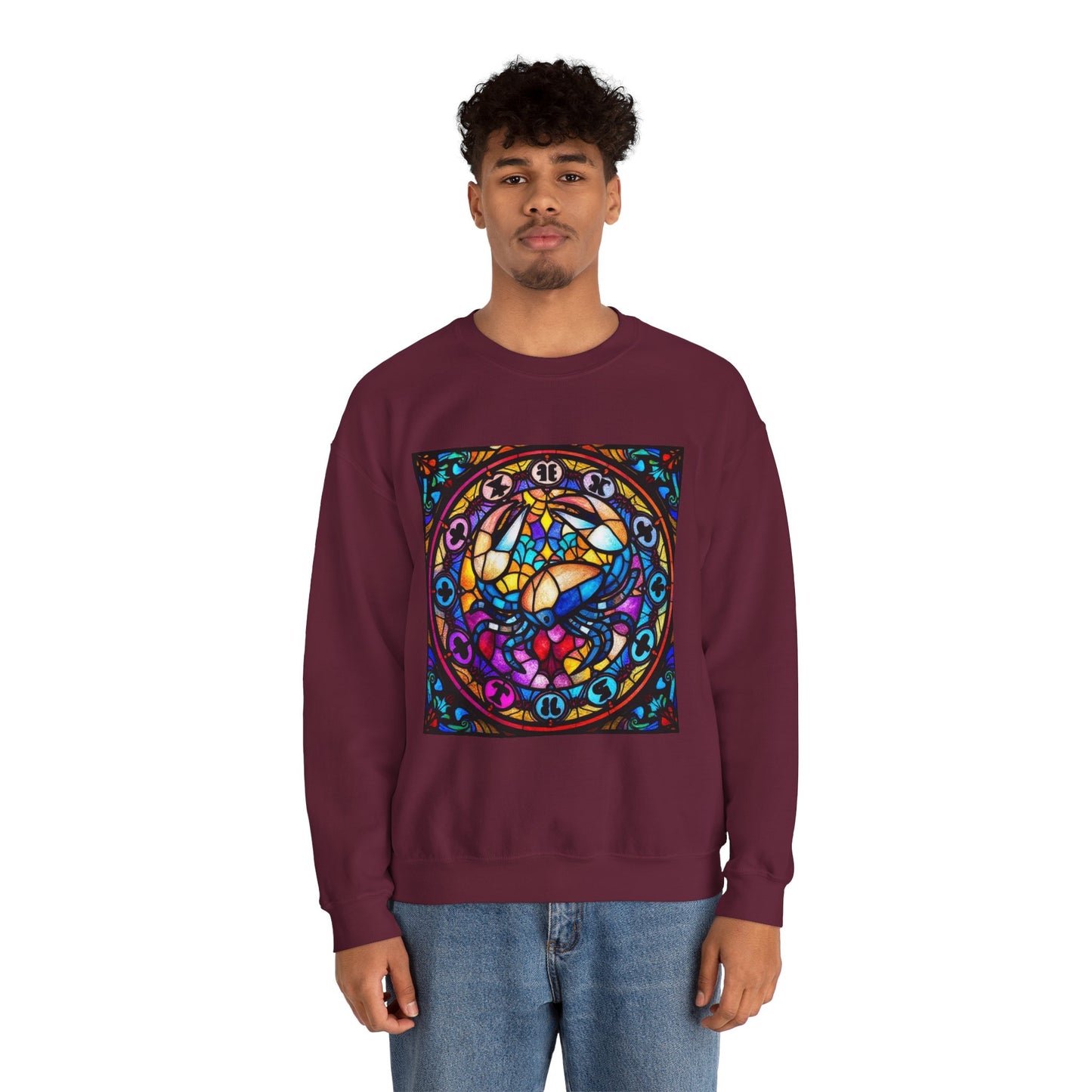 Unisex Heavy Blend™ Crewneck Sweatshirt, Glass, Cancer Zodiac Design