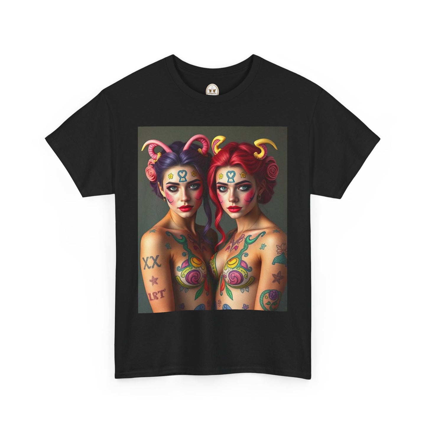 Unisex Heavy Cotton T-Shirt, Gemini, Zodiac v3, Sexy Art