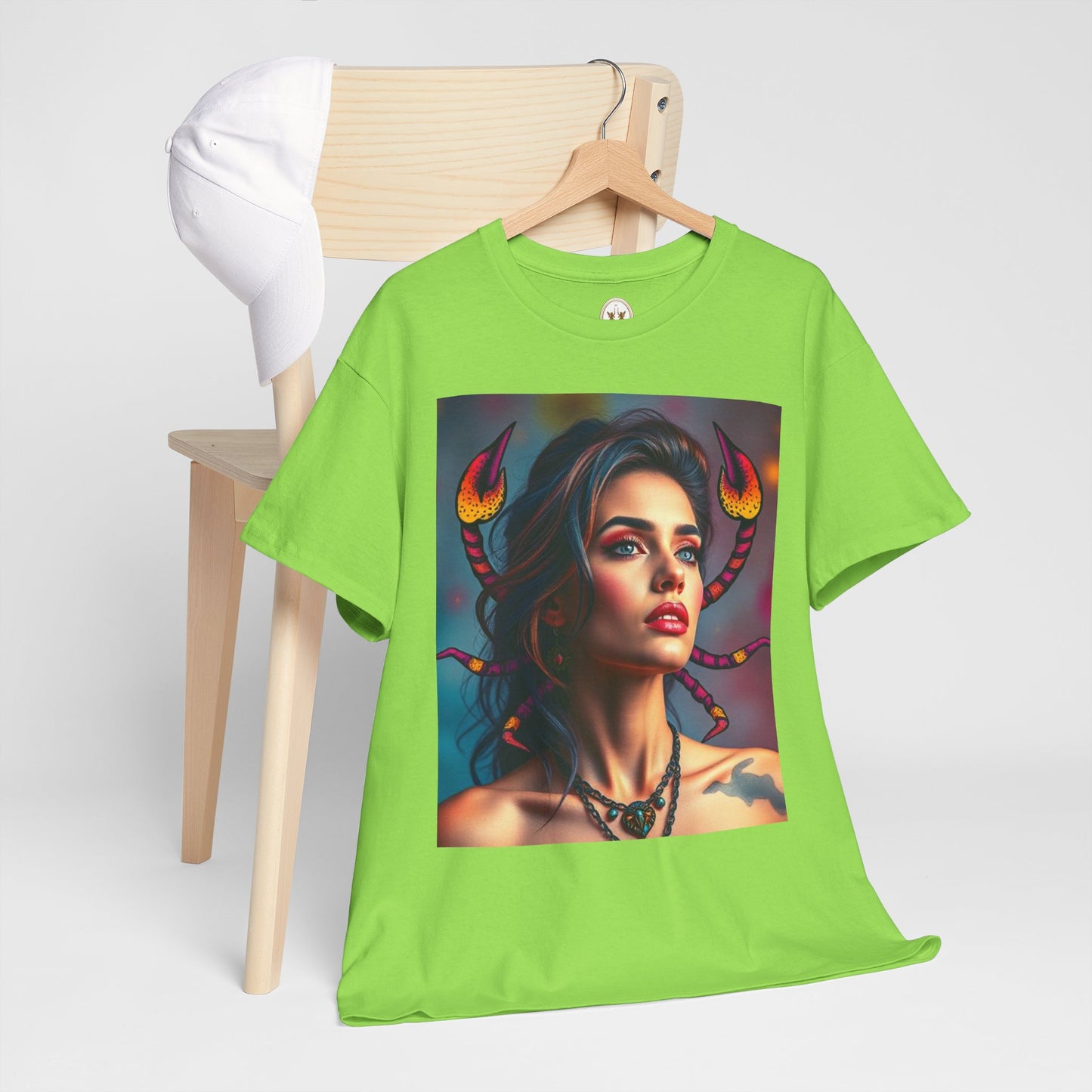 Unisex Heavy Cotton T-Shirt, Scorpio, Zodiac v2, Sexy Art
