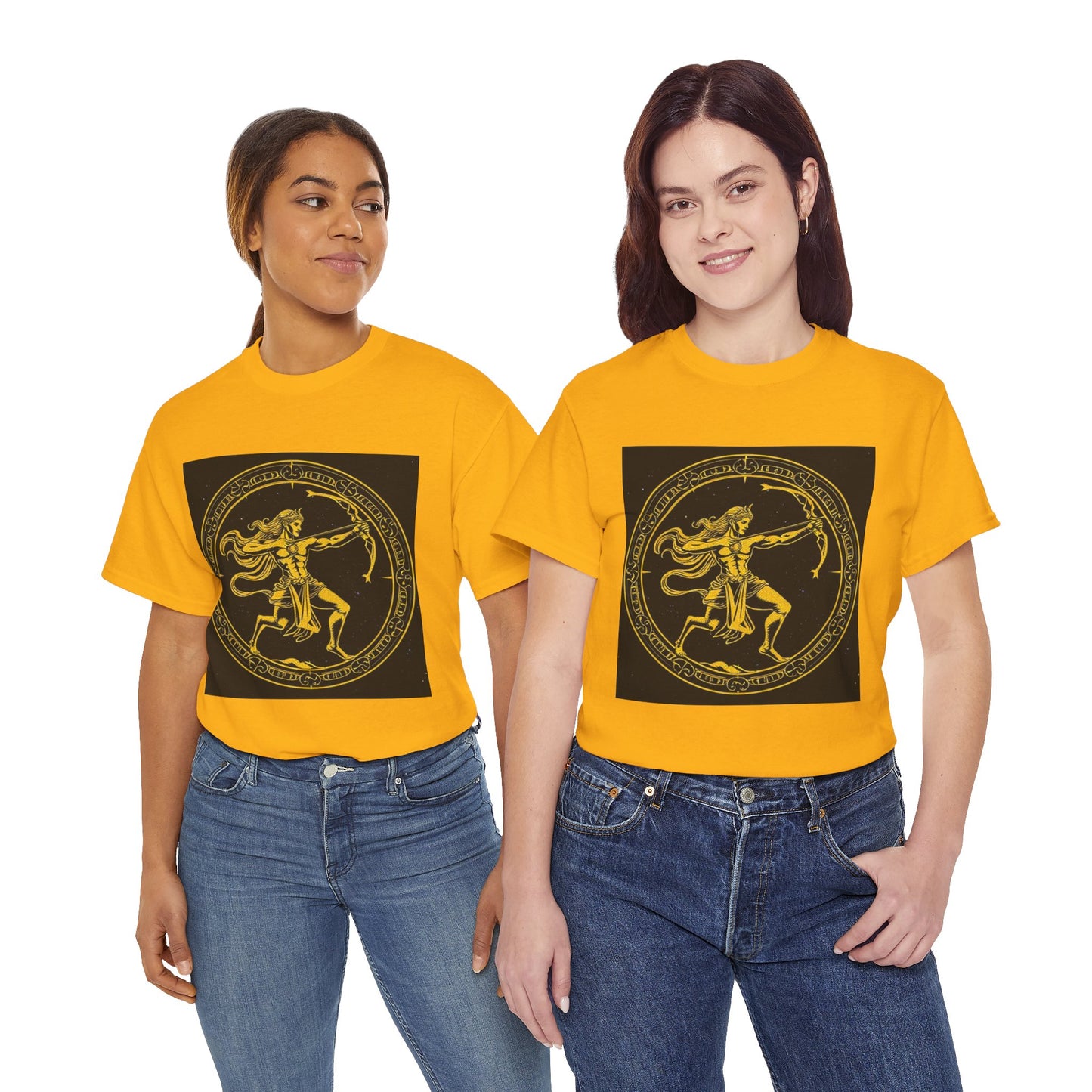 Unisex Heavy Cotton T-Shirt, Mythical Faun/Satyr, Sagittarius Zodiac Design