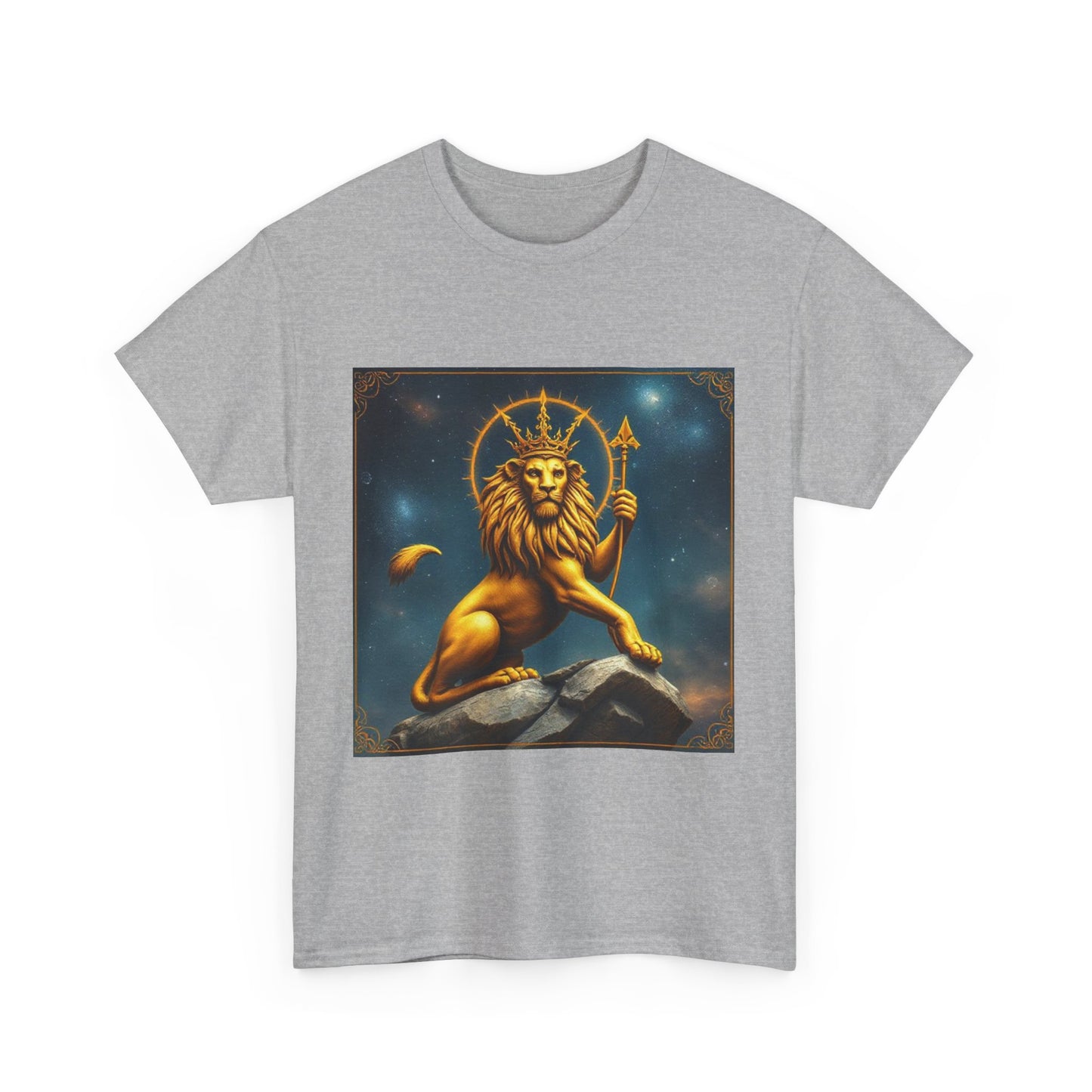 Unisex Heavy Cotton T-Shirt, King of Lions, Leo Zodiac Design