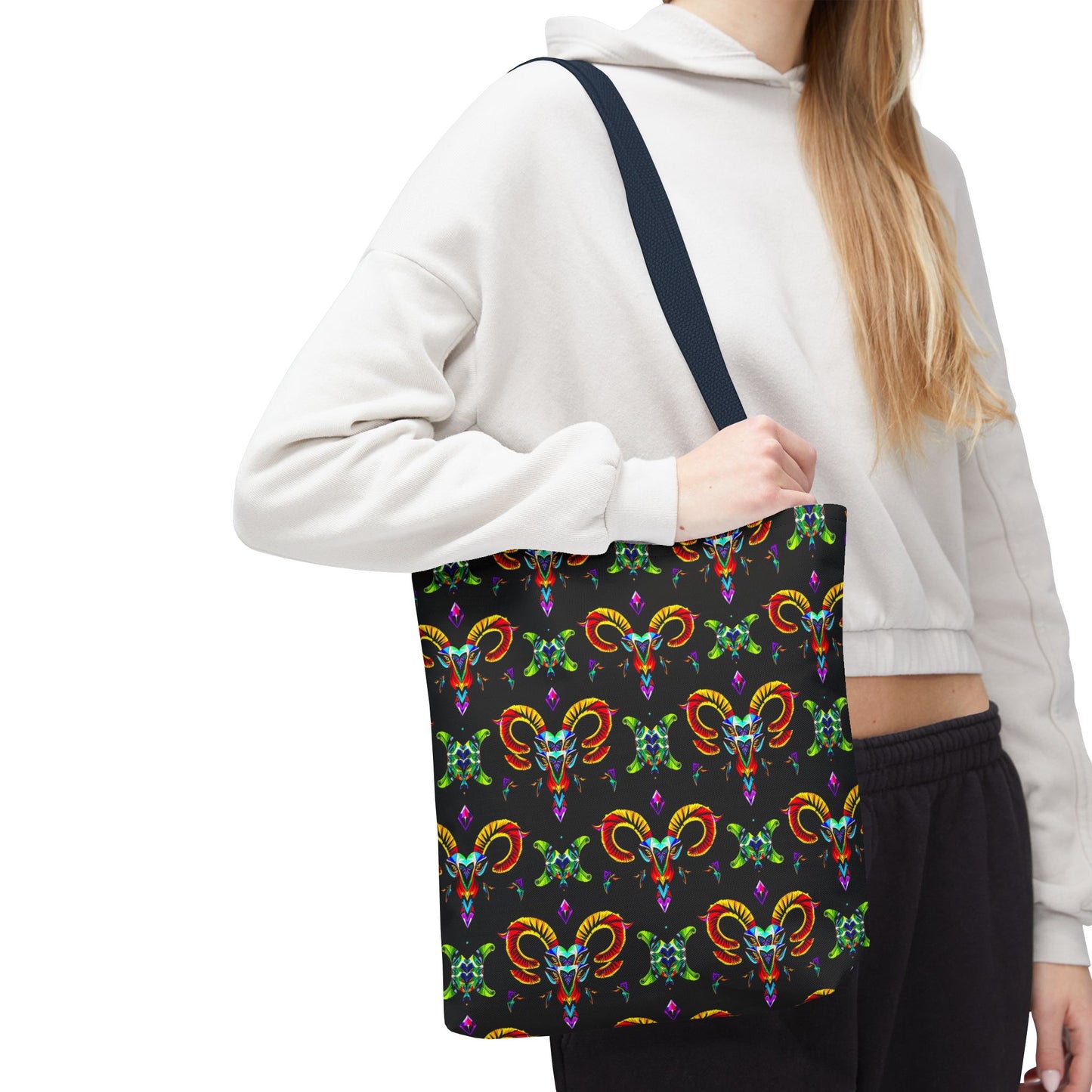 Tote Bag (AOP), Aries, Zodiac, Jewel Pattern
