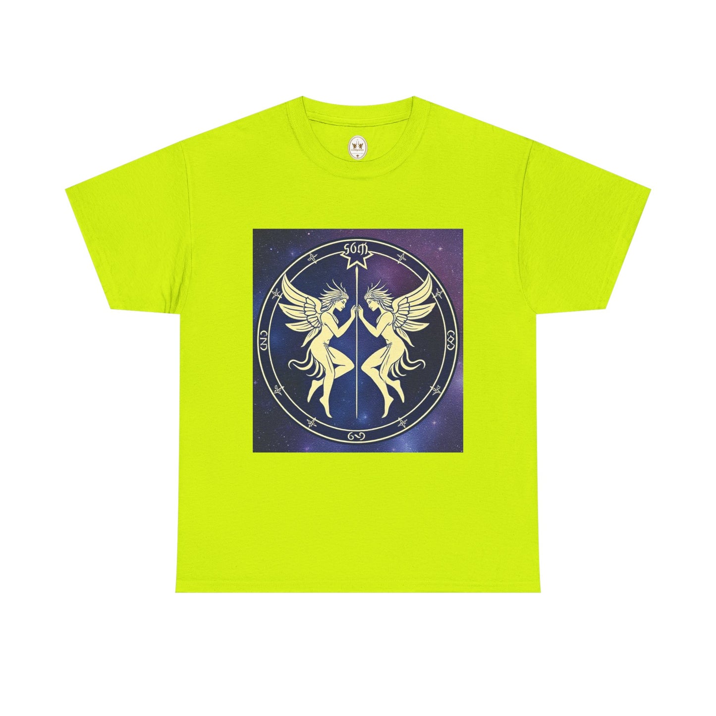 Unisex Heavy Cotton T-Shirt, Space Angel Twins, Gemini Zodiac Design