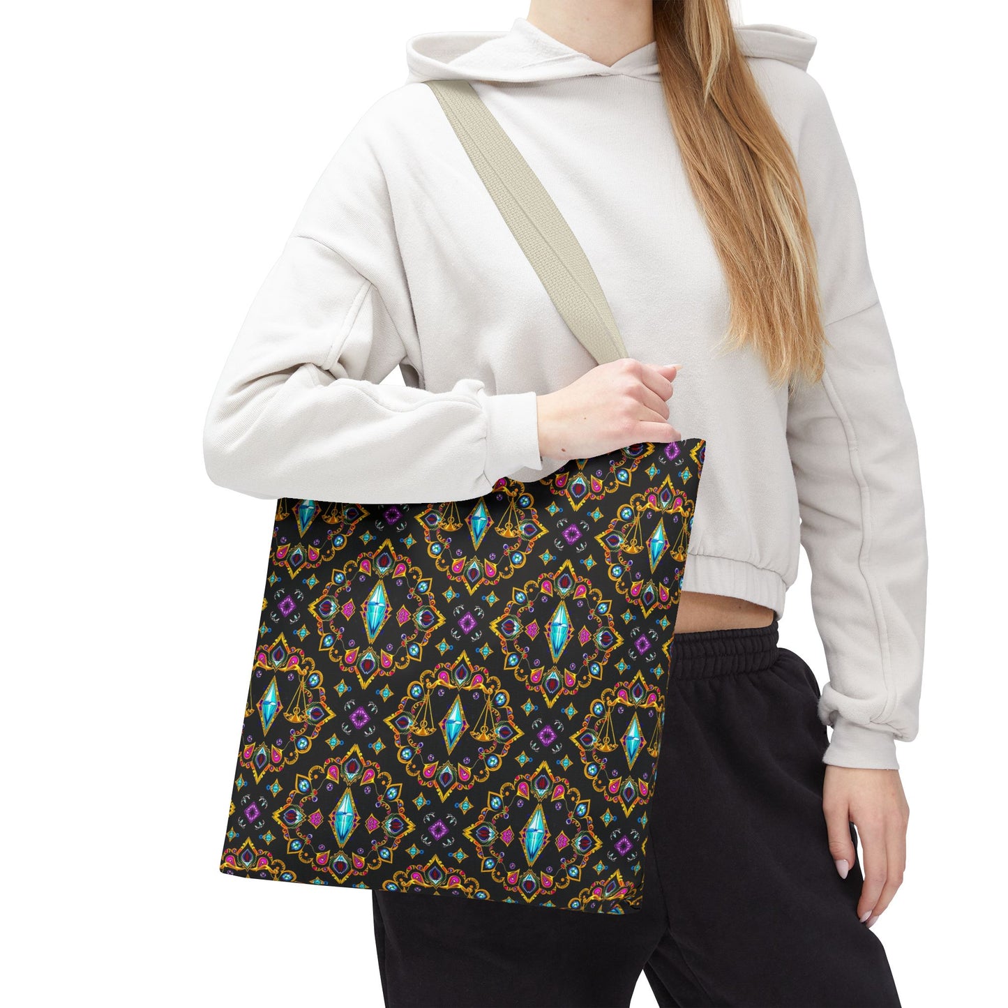 Tote Bag (AOP), Libra, Zodiac v1, Jewel Pattern