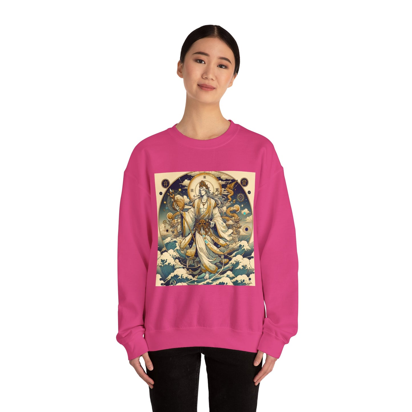 Unisex Heavy Blend™ Crewneck Sweatshirt, Anime Capricorn God, Zodiac Design