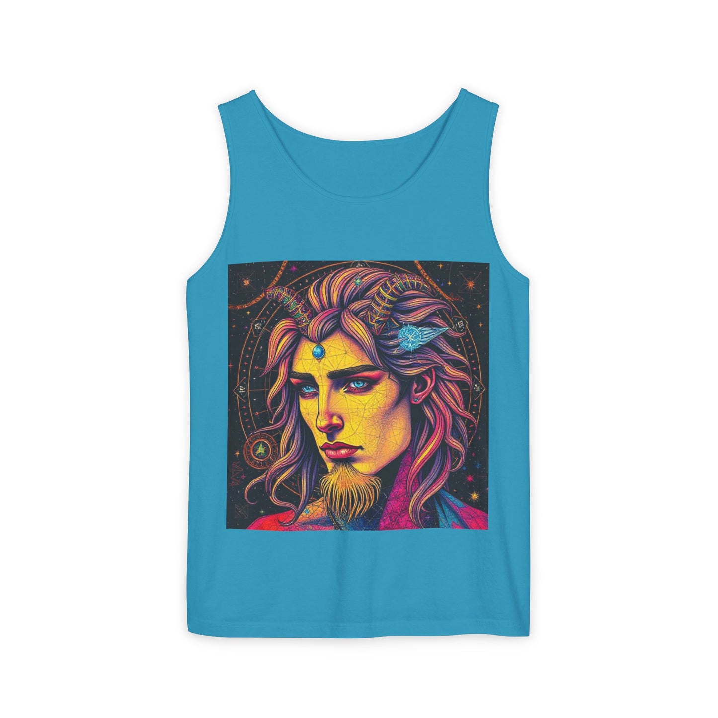 Unisex Garment-Dyed, Tank Top, Aquarius Design, Pop Art v1, 100% Ringspun US cotton