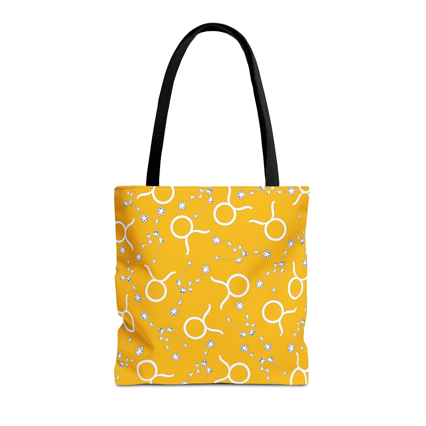 Tote Bag, Taurus Zodiac Sign, AOP, (Yellow, White)