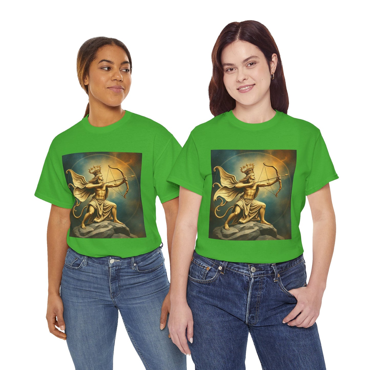 Unisex Heavy Cotton T-Shirt, Sagittarius King, Bow & Arrow v1, Zodiac Design