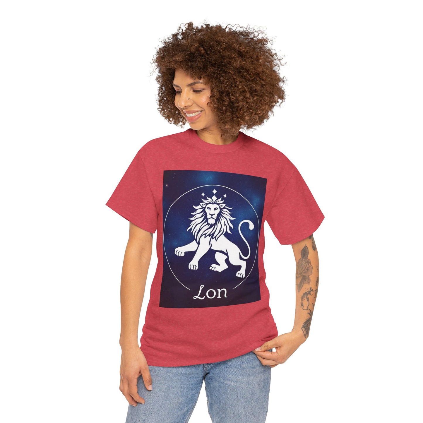 Unisex Heavy Cotton T-Shirt, Space Lion, Leo Zodiac Design