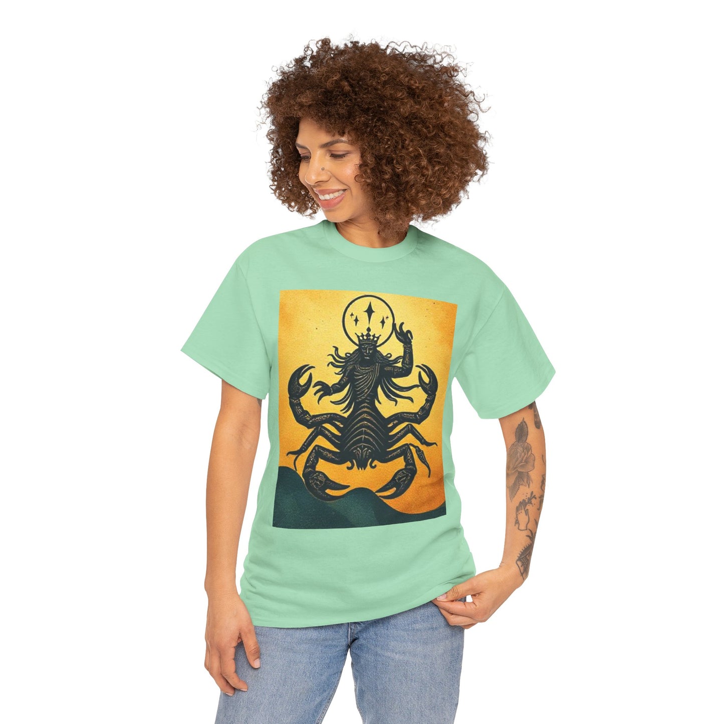 Unisex Heavy Cotton T-Shirt, Scorpion King, Print Art, Scorpio Zodiac Design
