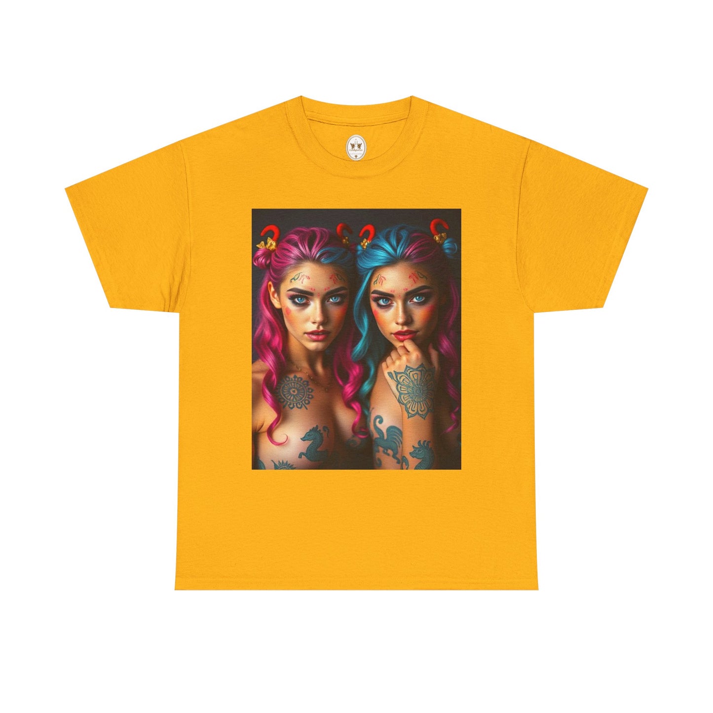 Unisex Heavy Cotton T-Shirt, Gemini, Zodiac v1, Sexy Art