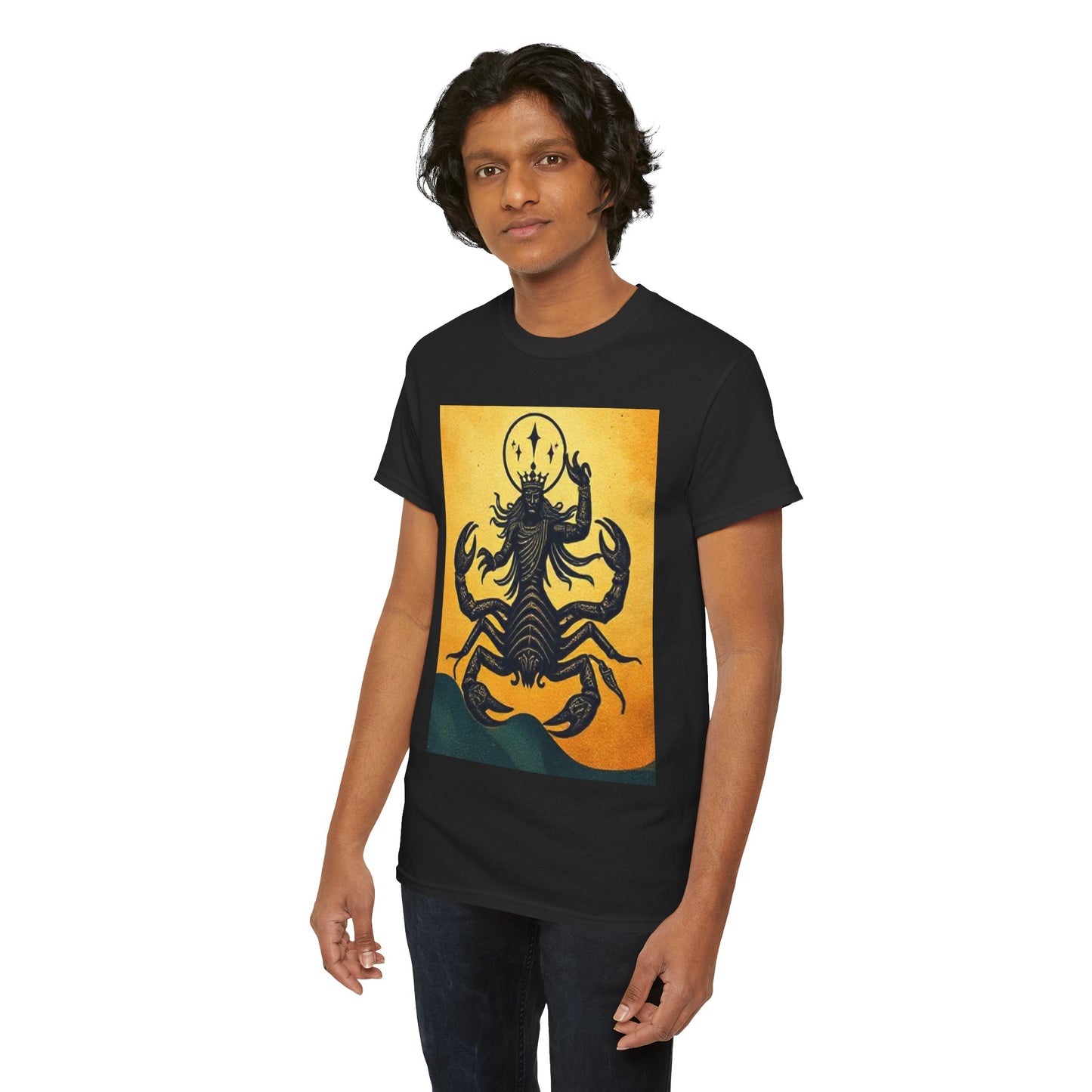 Unisex Heavy Cotton T-Shirt, Scorpion King, Print Art v1, Scorpio Zodiac Design