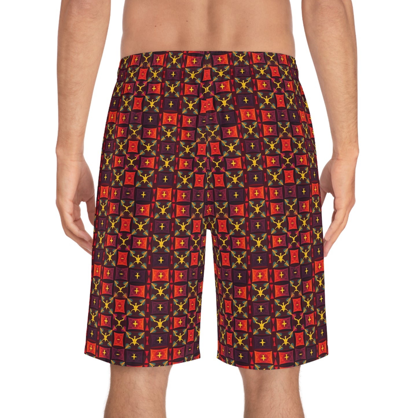 Men's Board Shorts, (AOP), Sagittarius, Zodiac v1, Shape Pattern