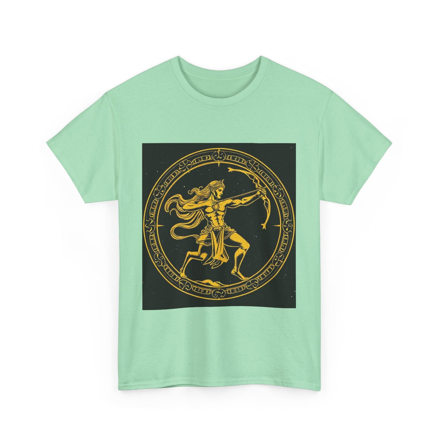 Unisex Heavy Cotton T-Shirt, Mythical Faun/Satyr v1, Sagittarius Zodiac Design
