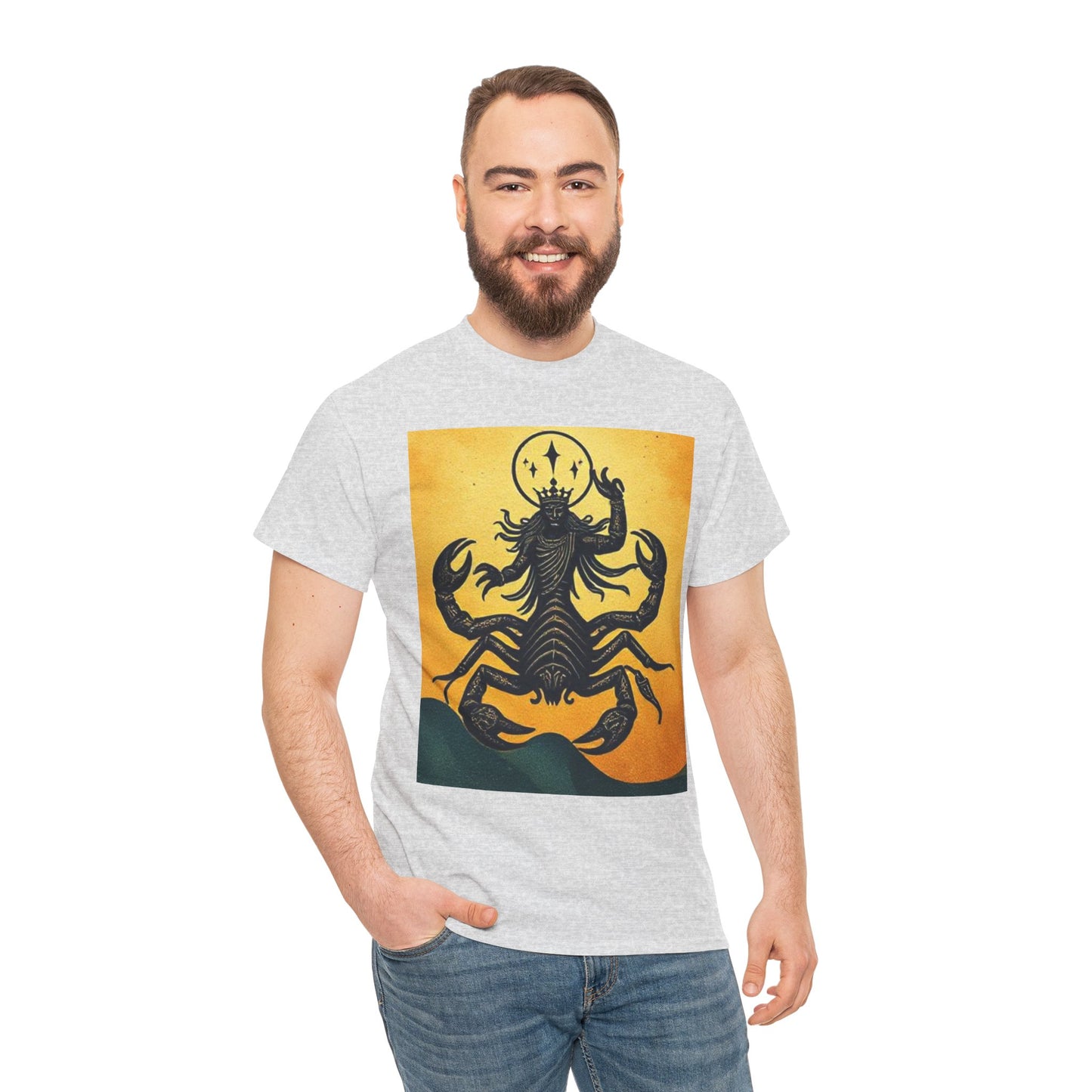 Unisex Heavy Cotton T-Shirt, Scorpion King, Print Art, Scorpio Zodiac Design