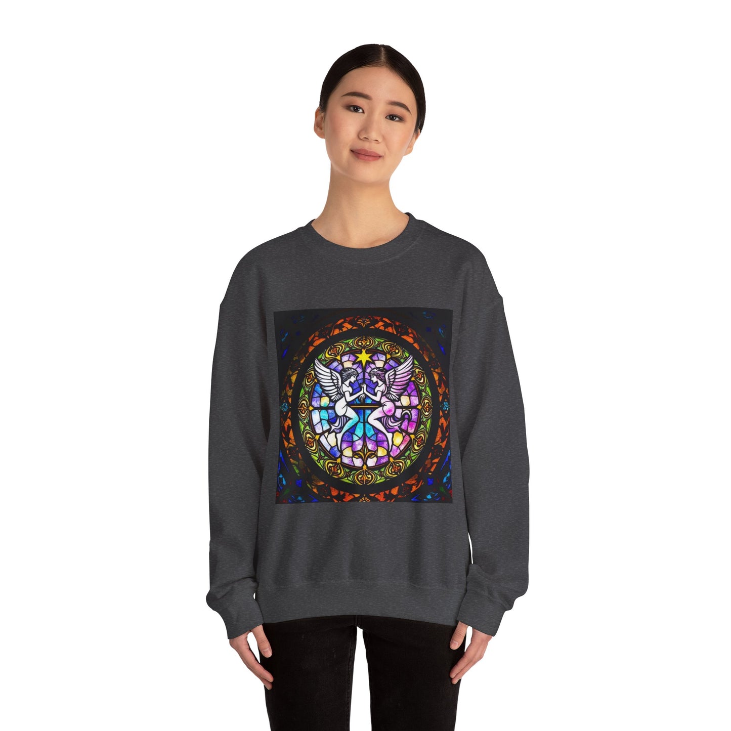 Unisex Heavy Blend™ Crewneck Sweatshirt, Glass 1, Gemini Zodiac Design
