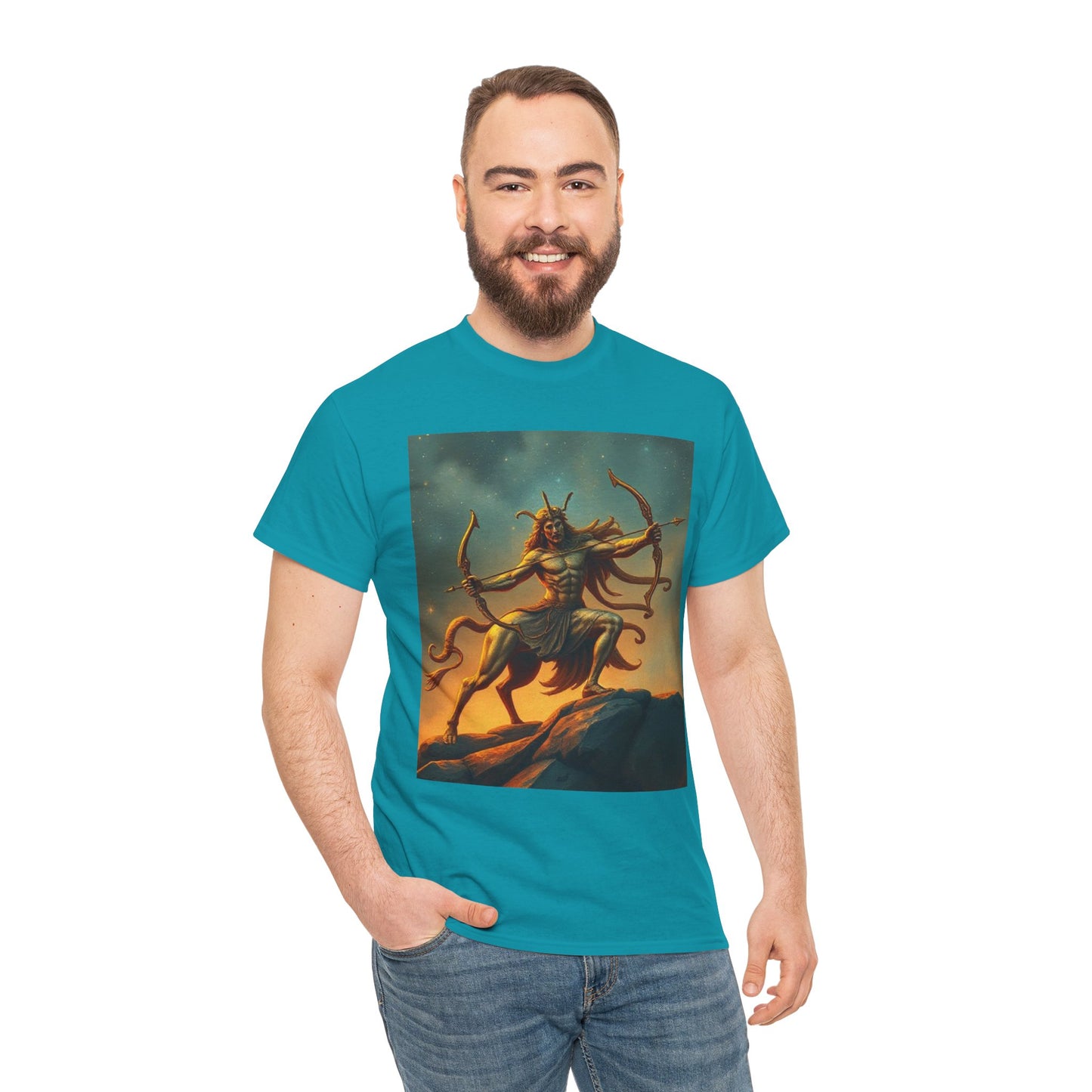 Unisex Heavy Cotton T-Shirt, Arrow Centaur v1, Sagittarius Zodiac Design