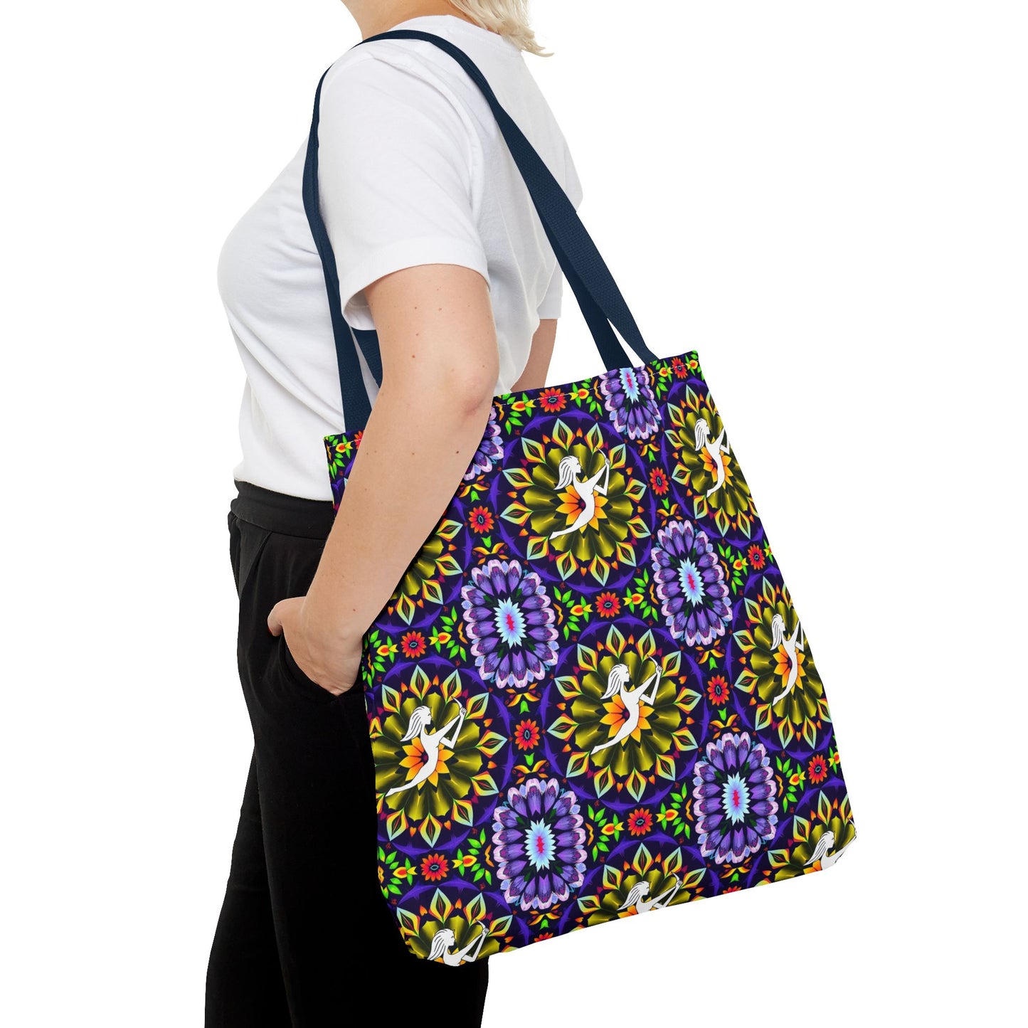 Tote Bag (AOP), Sagittarius, Zodiac v2, Flower Pattern