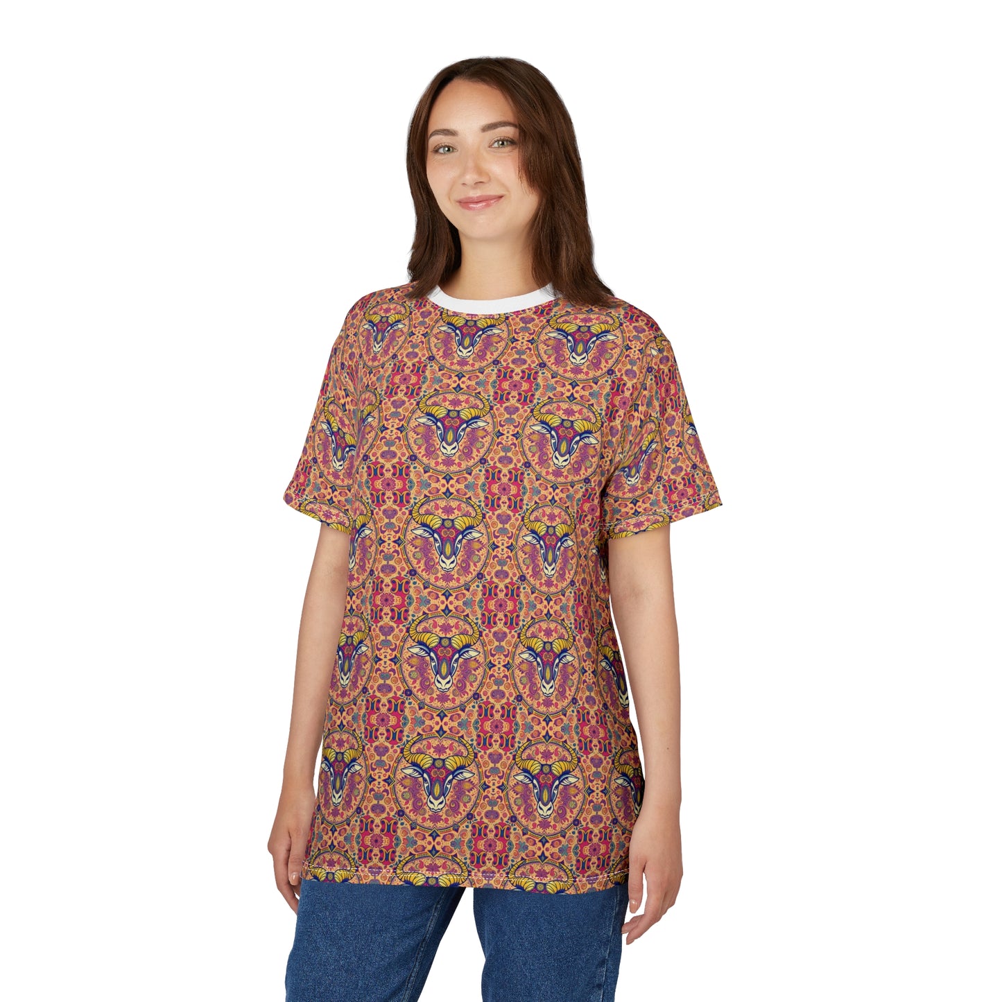 Unisex Cut & Sew T-Shirt, AOP, Taurus, Zodiac v1, Pattern