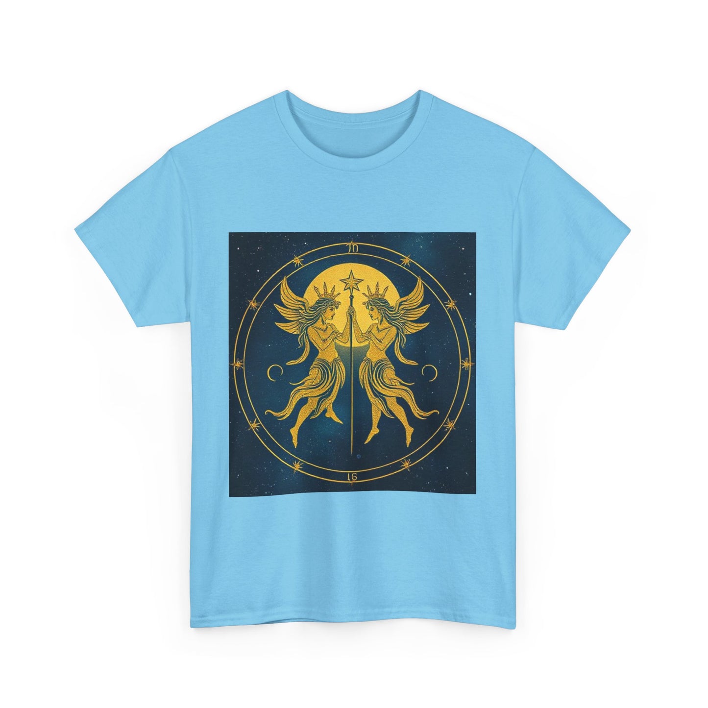 Unisex Heavy Cotton T-Shirt, Space Twins v3, Gemini Zodiac Design