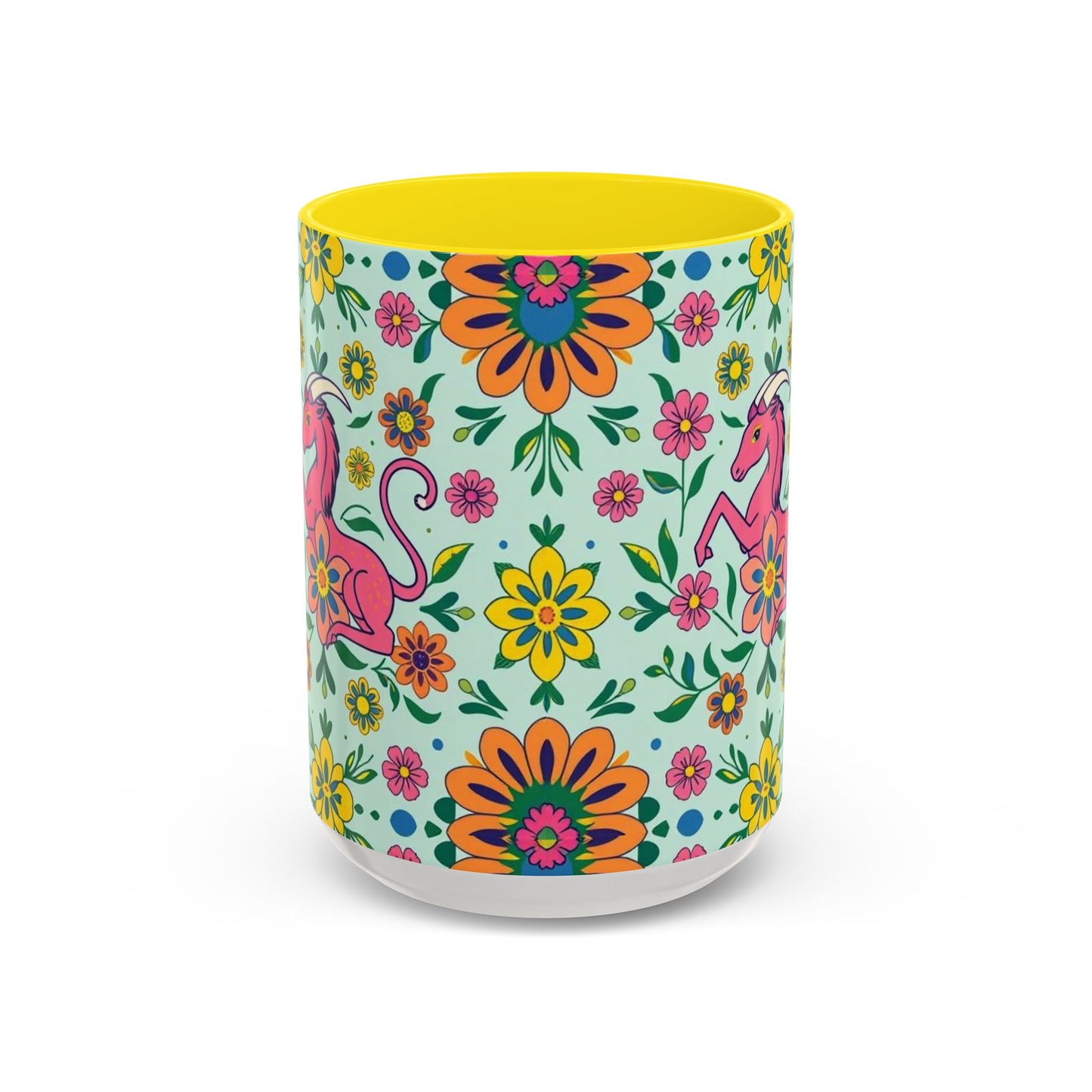 Accent Coffee Mug, Aquarius, Zodiac, Flower Pattern, (11, 15oz)