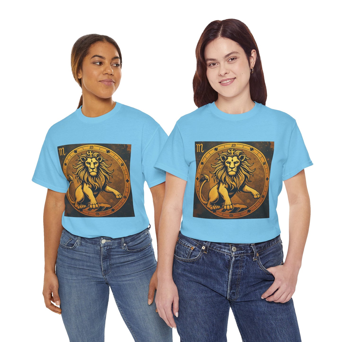 Unisex Heavy Cotton T-Shirt, Gold Lion v1, Leo Zodiac Design
