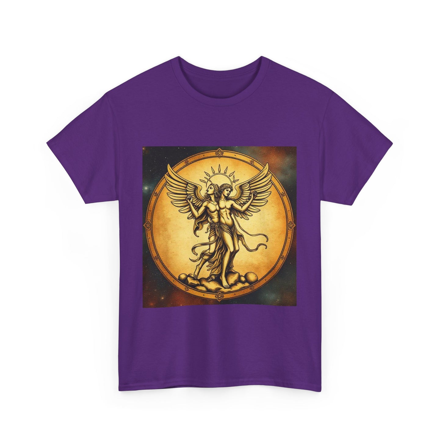 Unisex Heavy Cotton T-Shirt, Angel Twin, Gemini Zodiac Design