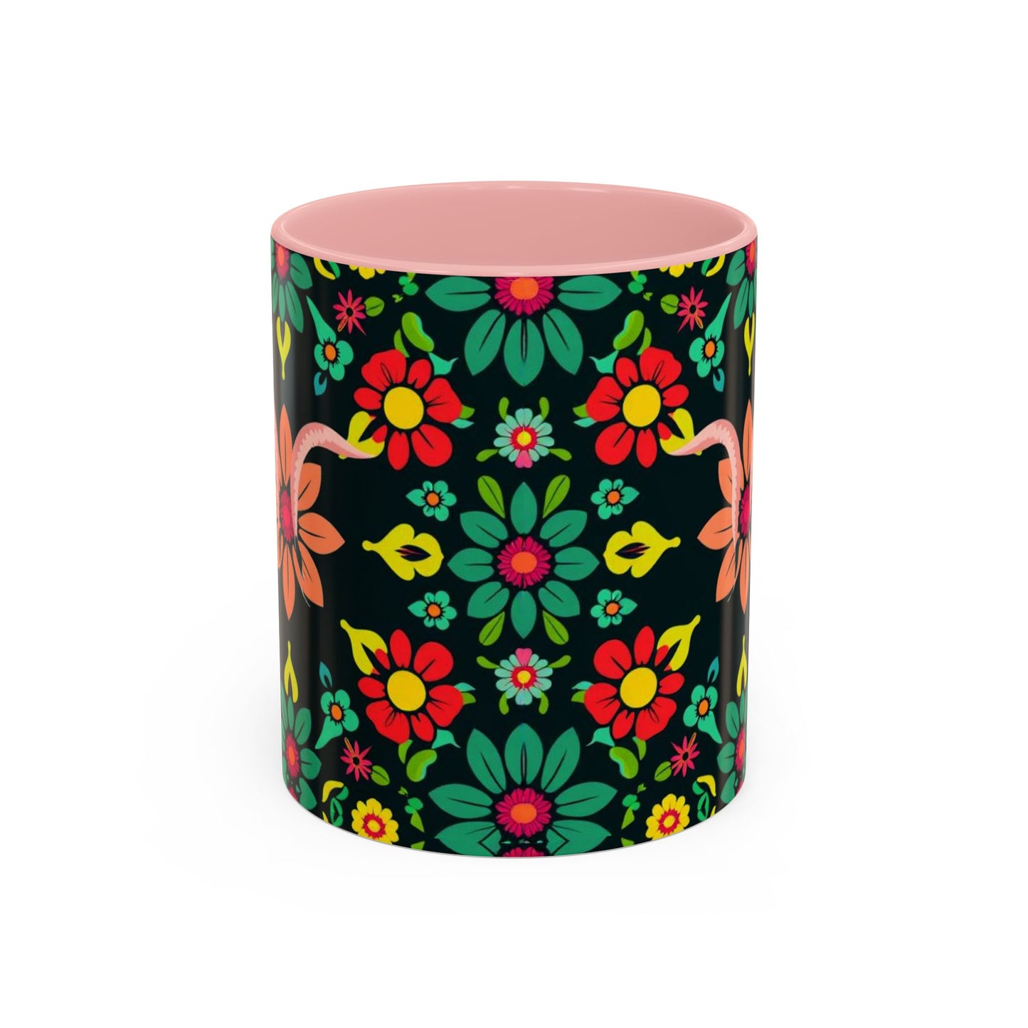 Accent Coffee Mug, Aquarius, Zodiac v4, Flower Pattern, (11, 15oz)