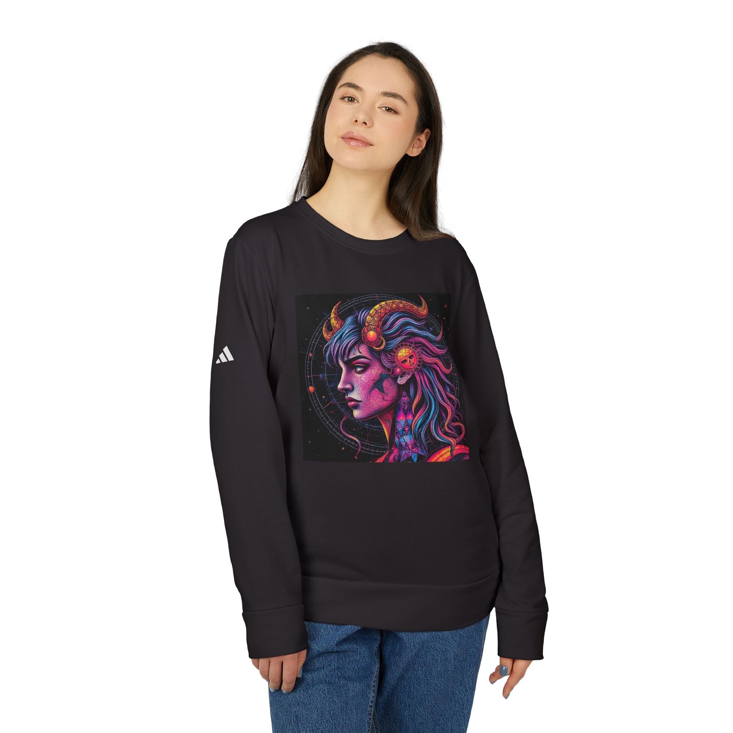 Adidas, Unisex Fleece Crewneck Sweatshirt, Virgo, Pop Art, Zodiac