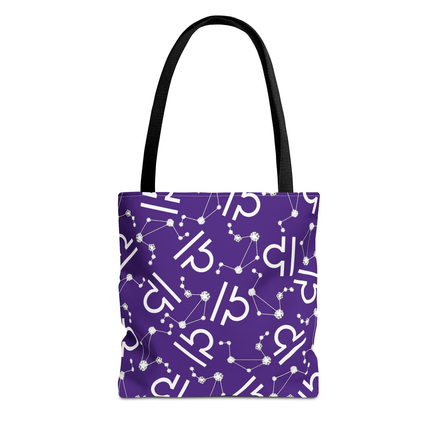 Tote Bag, Libra Zodiac Sign, AOP, (Purple, White)