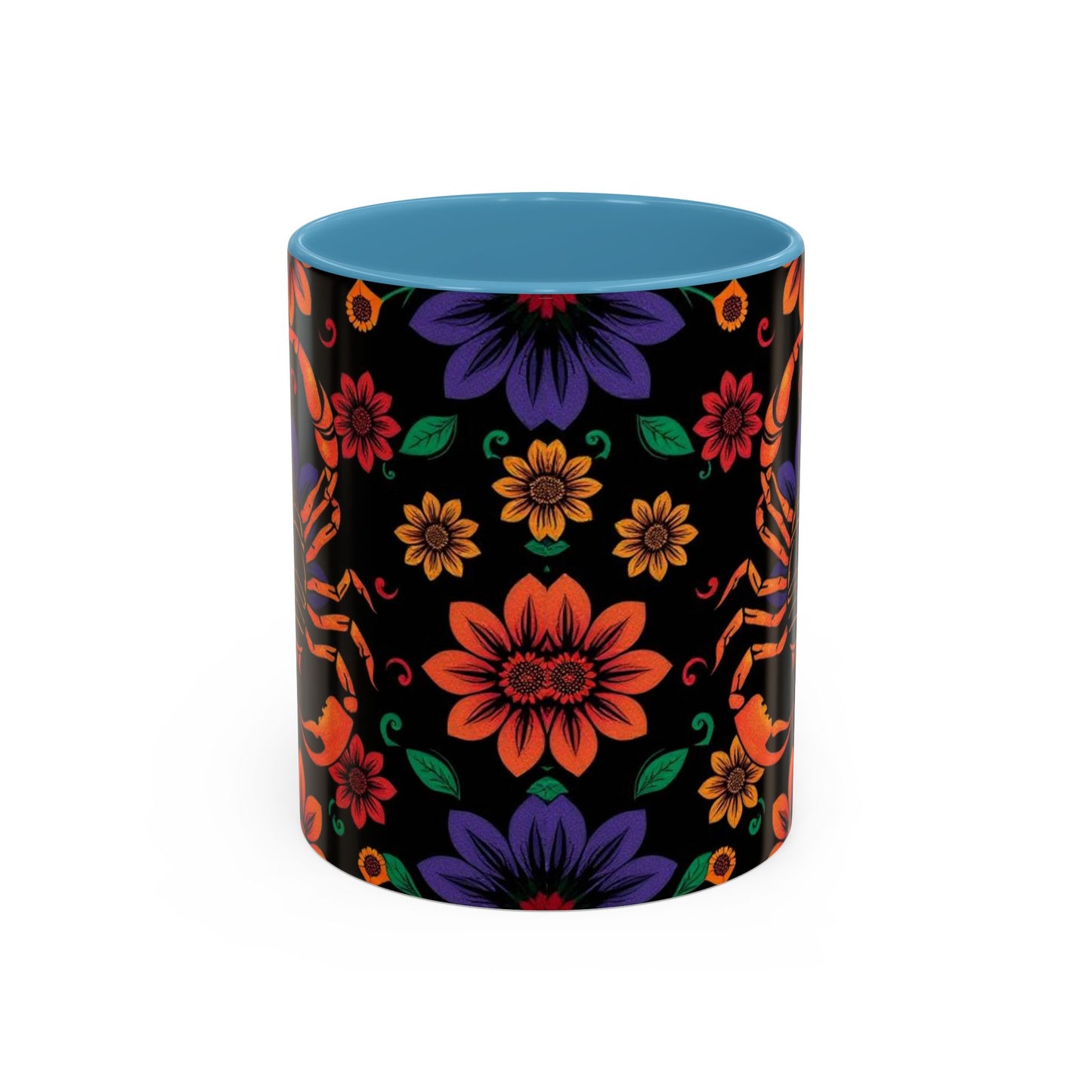 Accent Coffee Mug, Scorpio, Zodiac. Flower Pattern, (11, 15oz)
