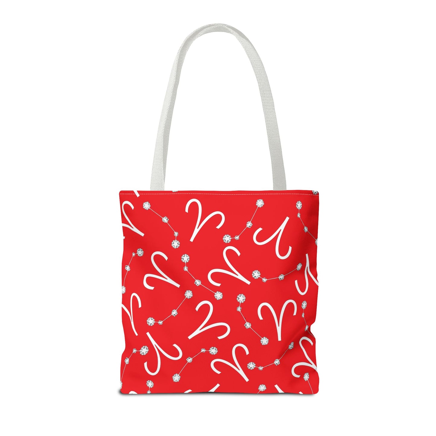 Tote Bag, Aries Zodiac Sign, AOP, (Red, White)