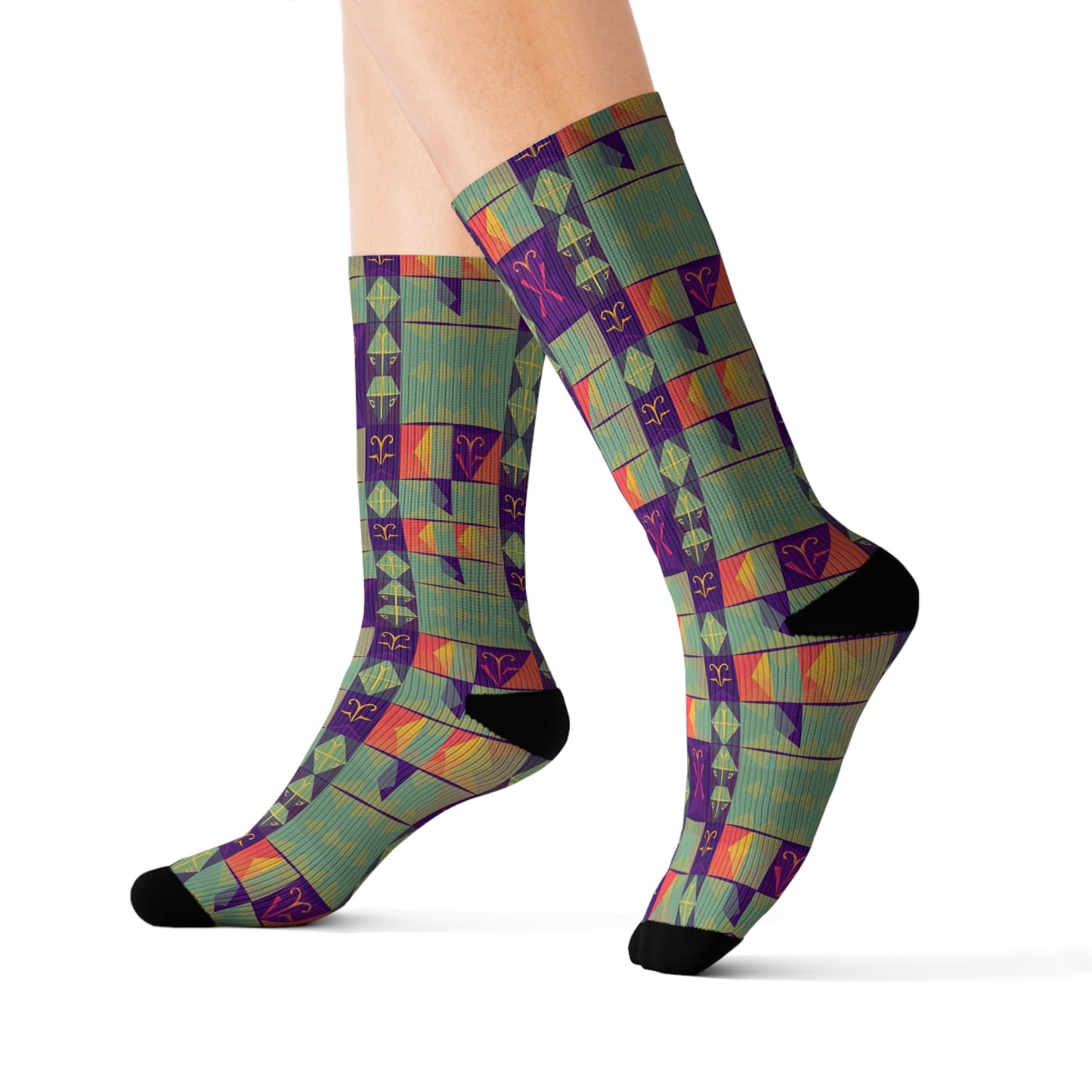 Sublimation Socks, Aquarius, Zodiac v2, Shapes Pattern