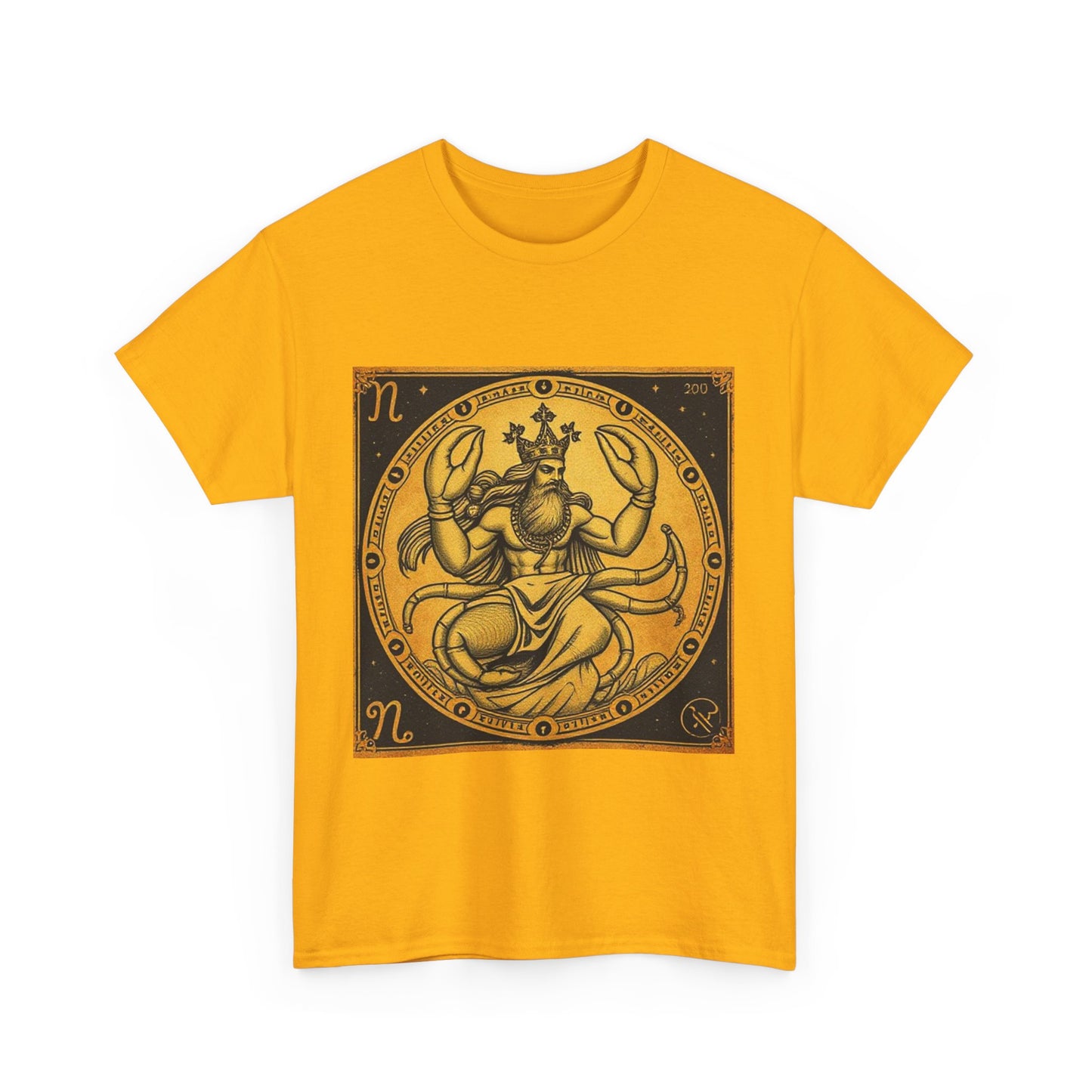 Unisex Heavy Cotton T-Shirt, Crab King v1, Cancer Zodiac Design
