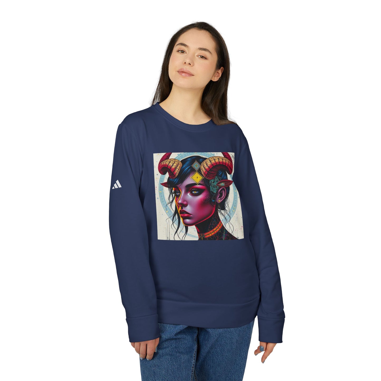 Adidas, Unisex Fleece Crewneck Sweatshirt, Taurus, Pop Art, Zodiac