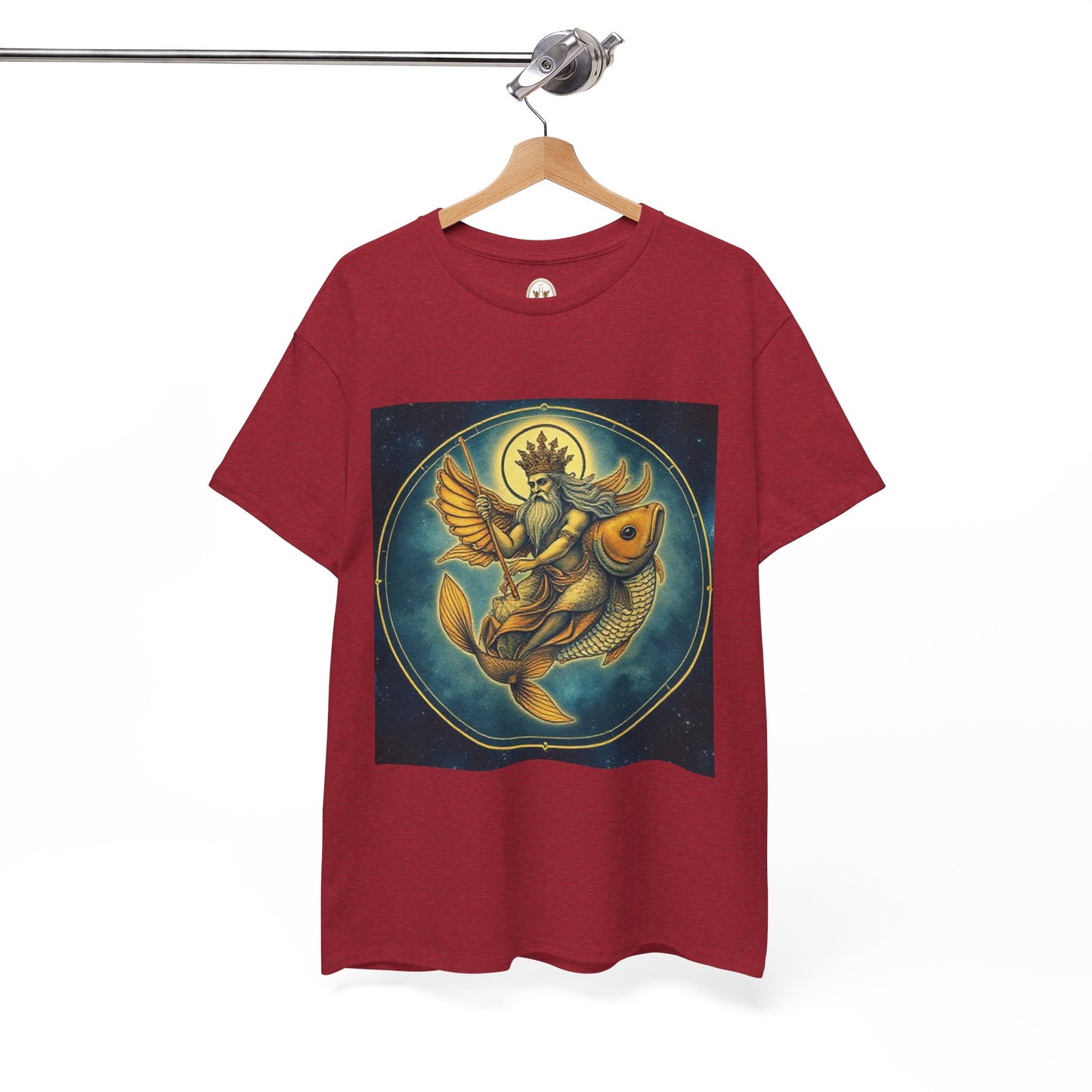 Unisex Heavy Cotton T-Shirt, Pisces King v1, Zodiac Design