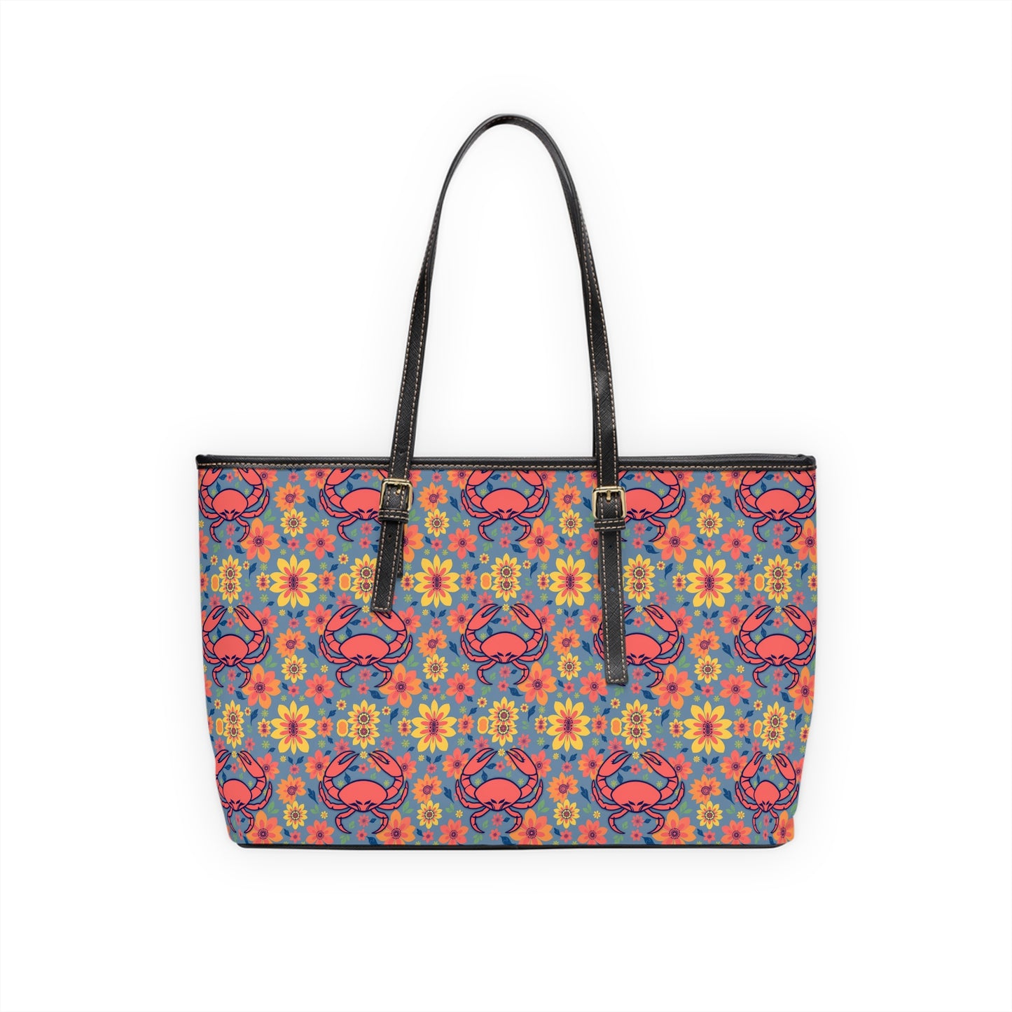 Leather Shoulder Bag, Cancer, Zodiac, Flower Pattern