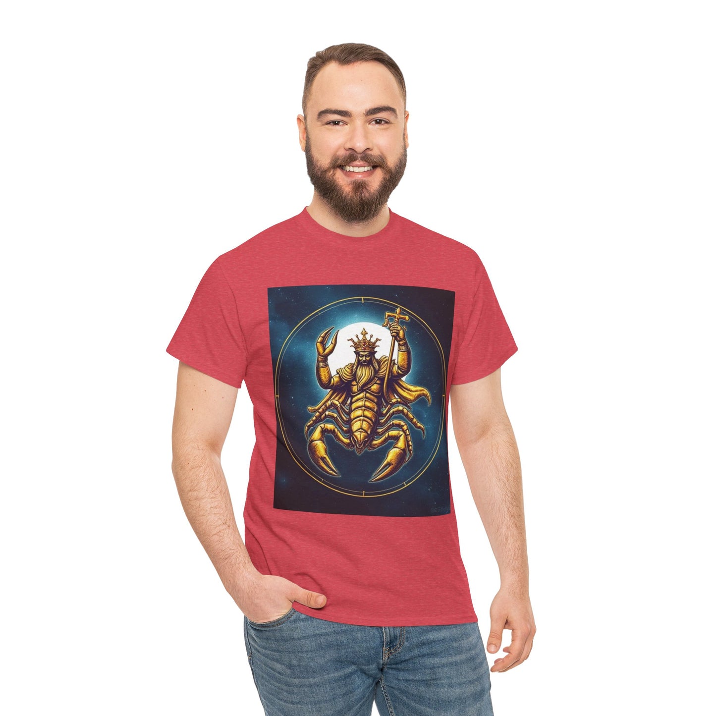 Unisex Heavy Cotton T-Shirt, Moon v1, Scorpio Zodiac Design