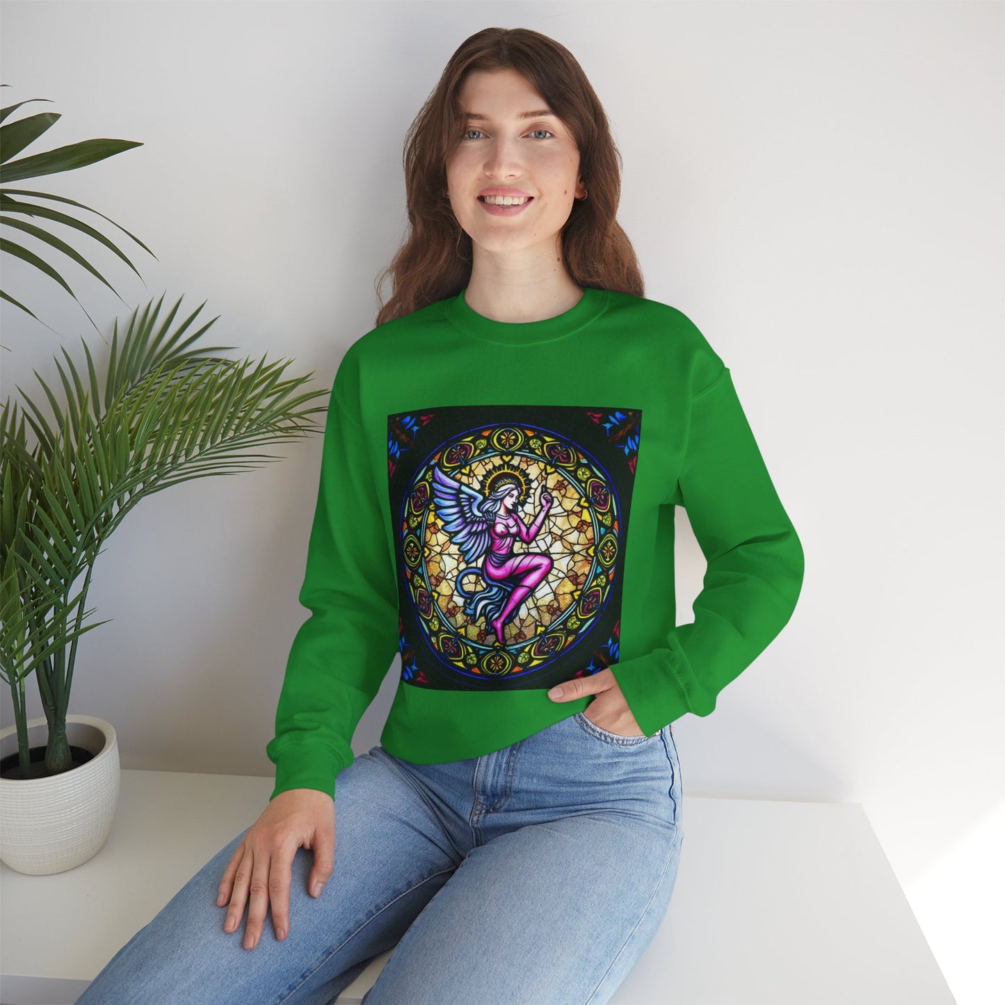 Unisex Heavy Blend™ Crewneck Sweatshirt, Glass 1, Virgo Zodiac Design